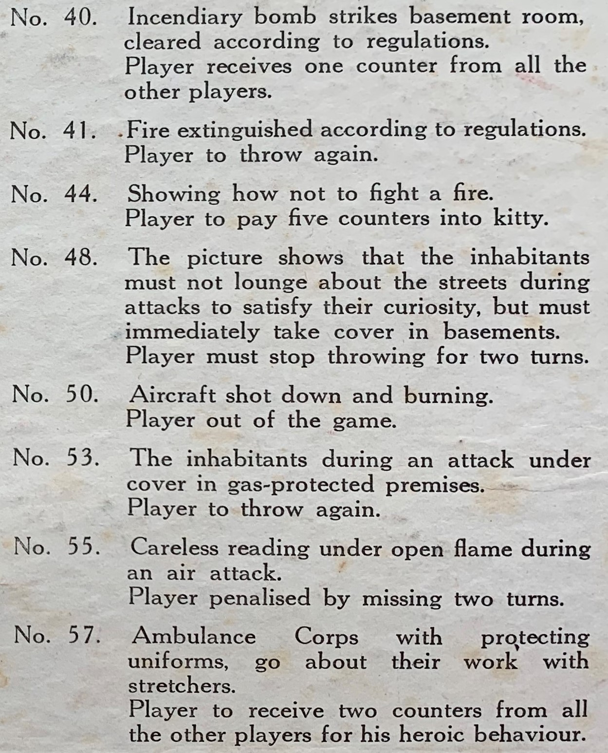 Ground rules spaces on the Aerial Attack board
