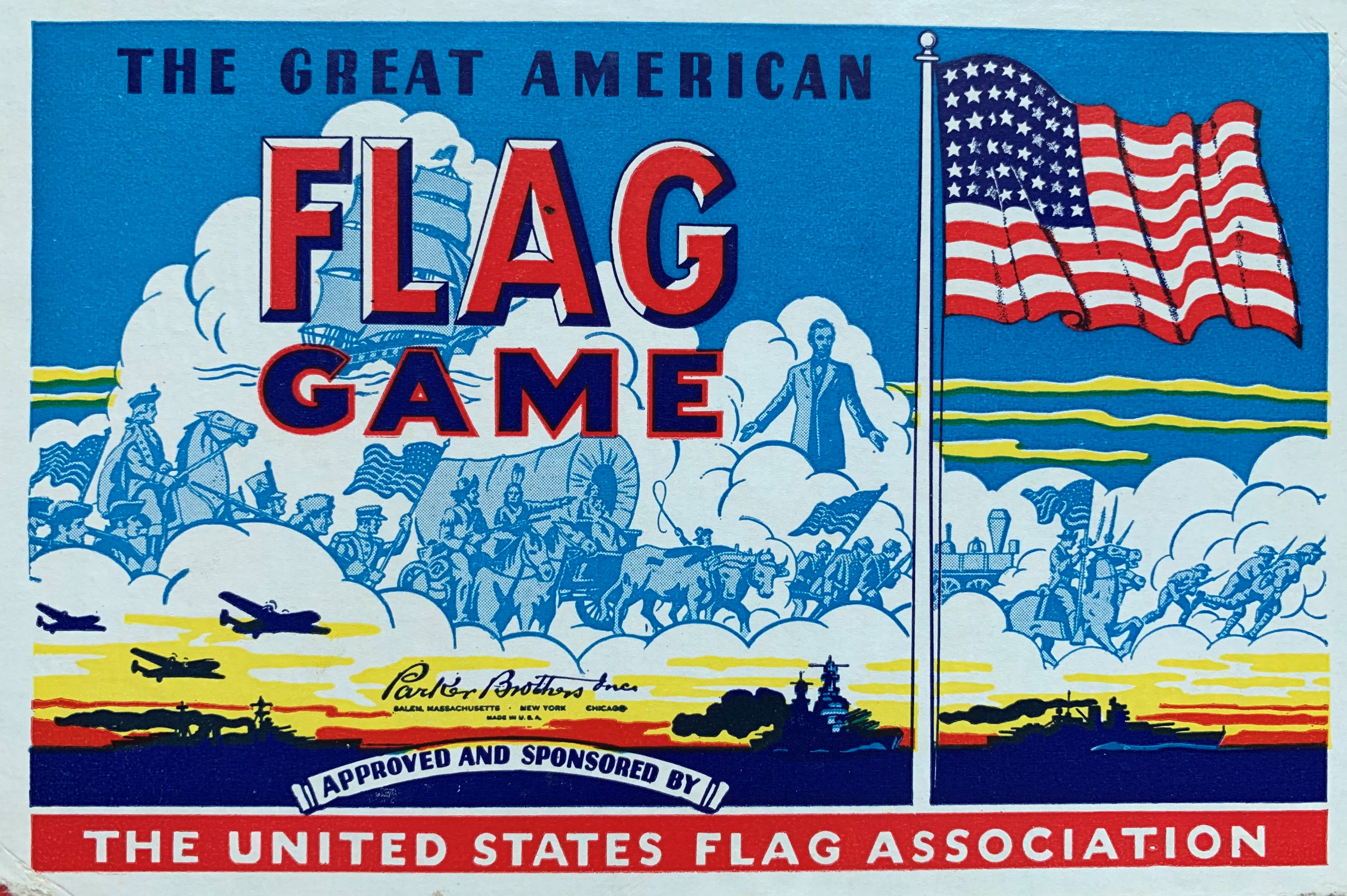 1943 edition label for The Great American Flag Game