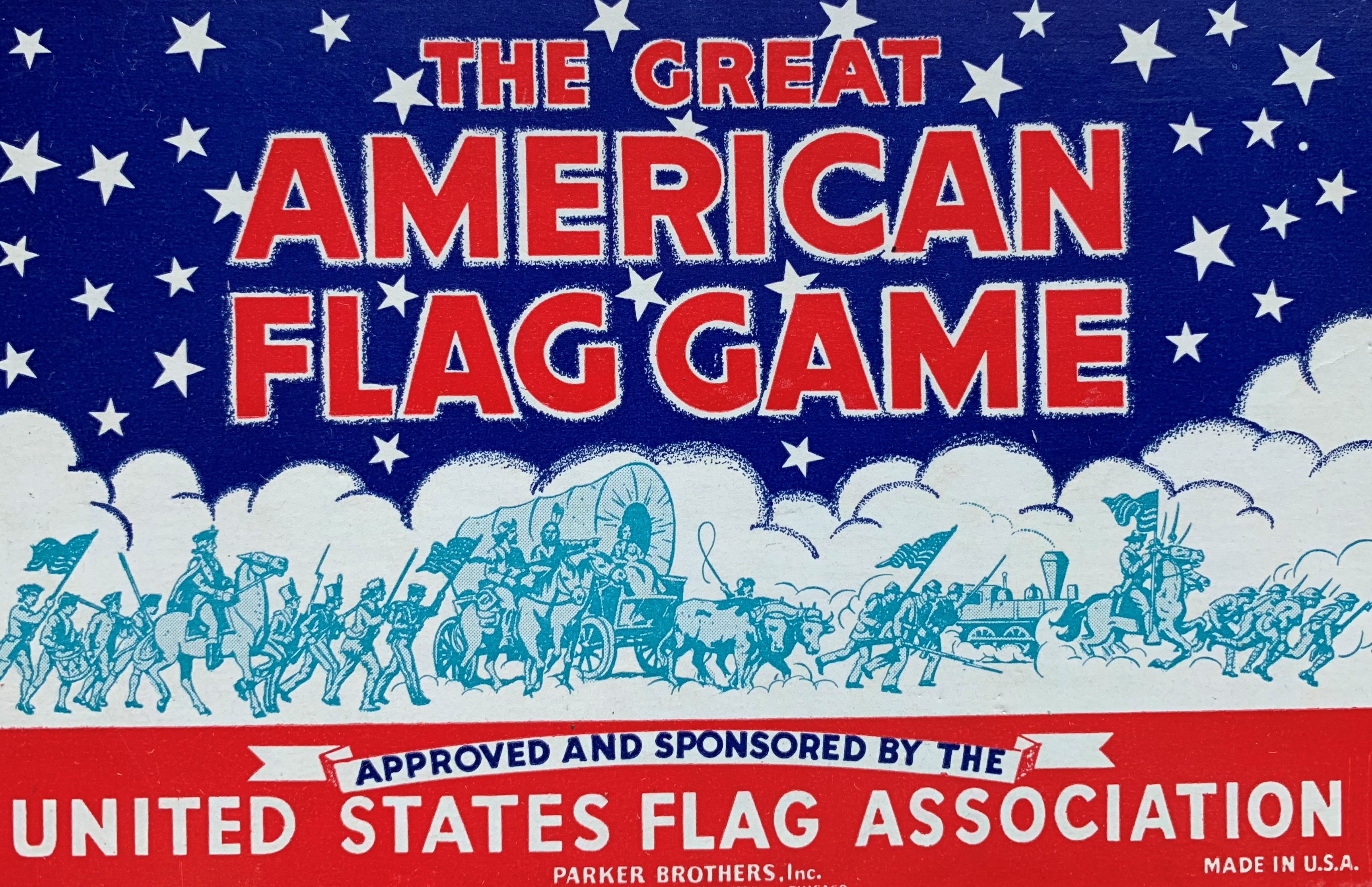 1940 edition label for The Great American Flag Game