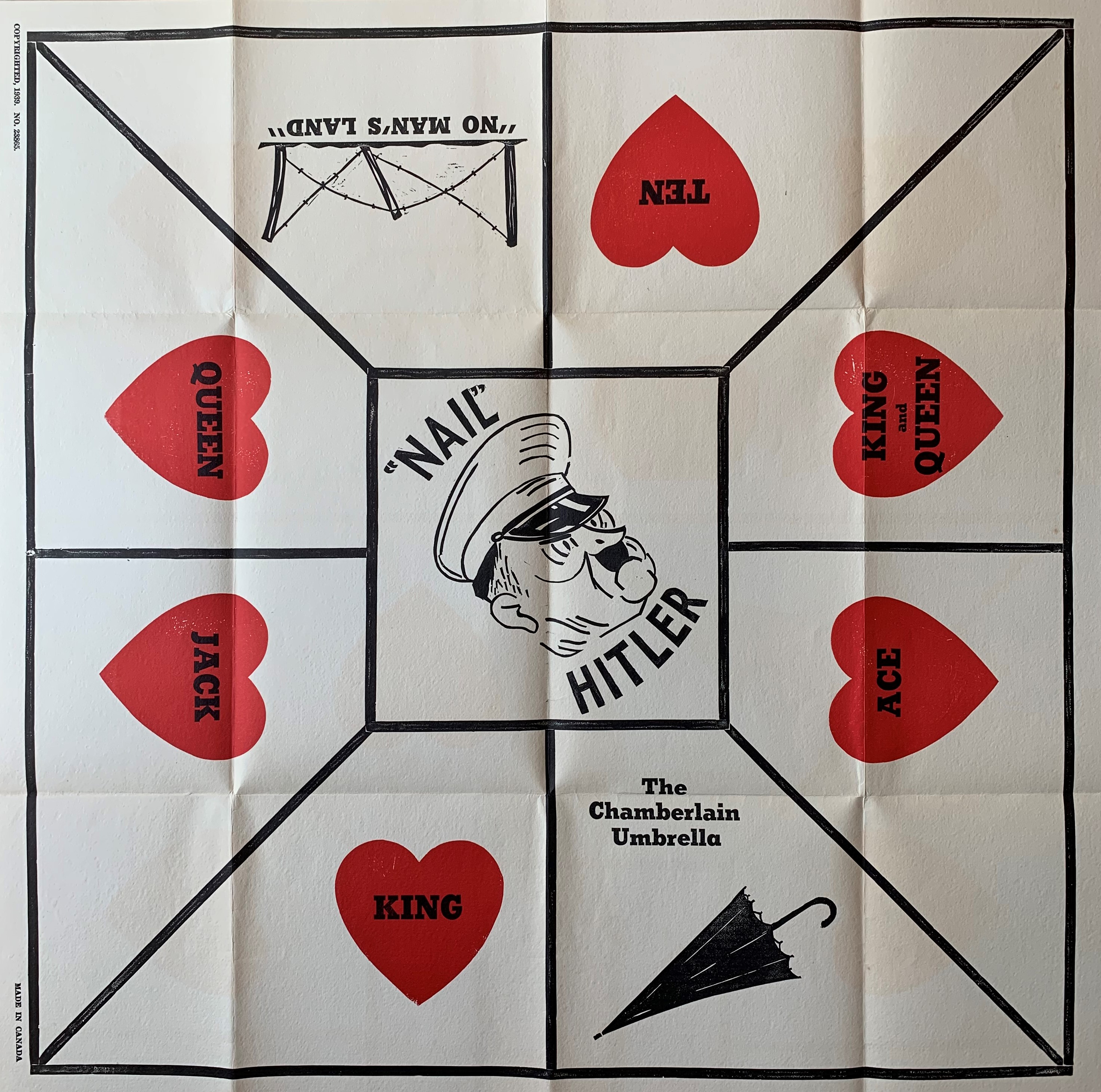 Game mat for Nail Hitler showing Hitler caricature
