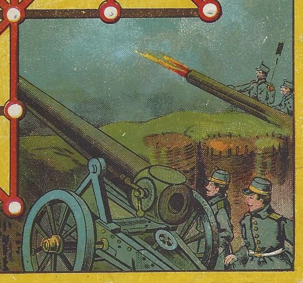 Belagerungsspiel showing French artillery firing Krupp breech-loading siege guns
