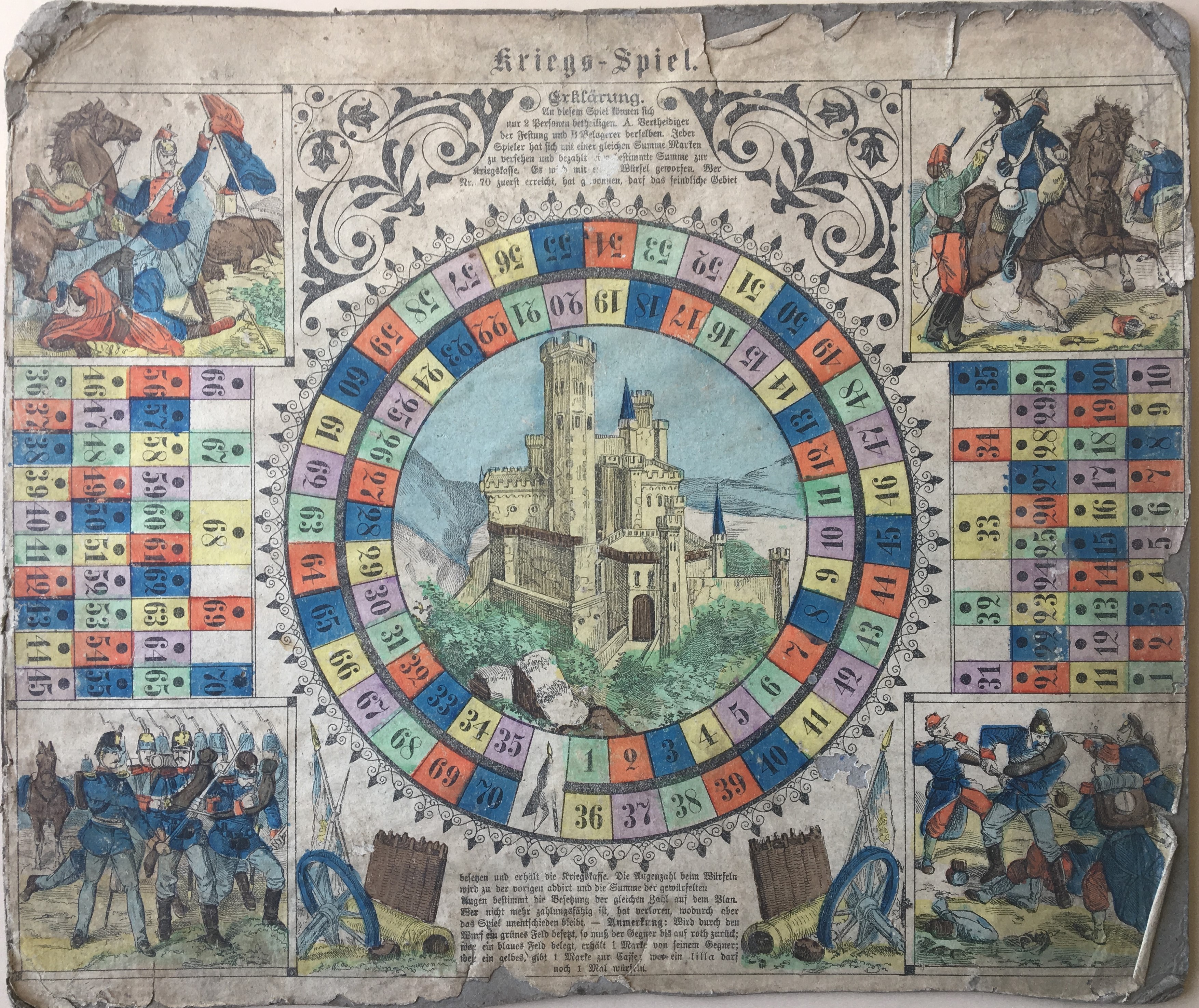 Full board for Kriegs-Spiel with vivid combat scenes