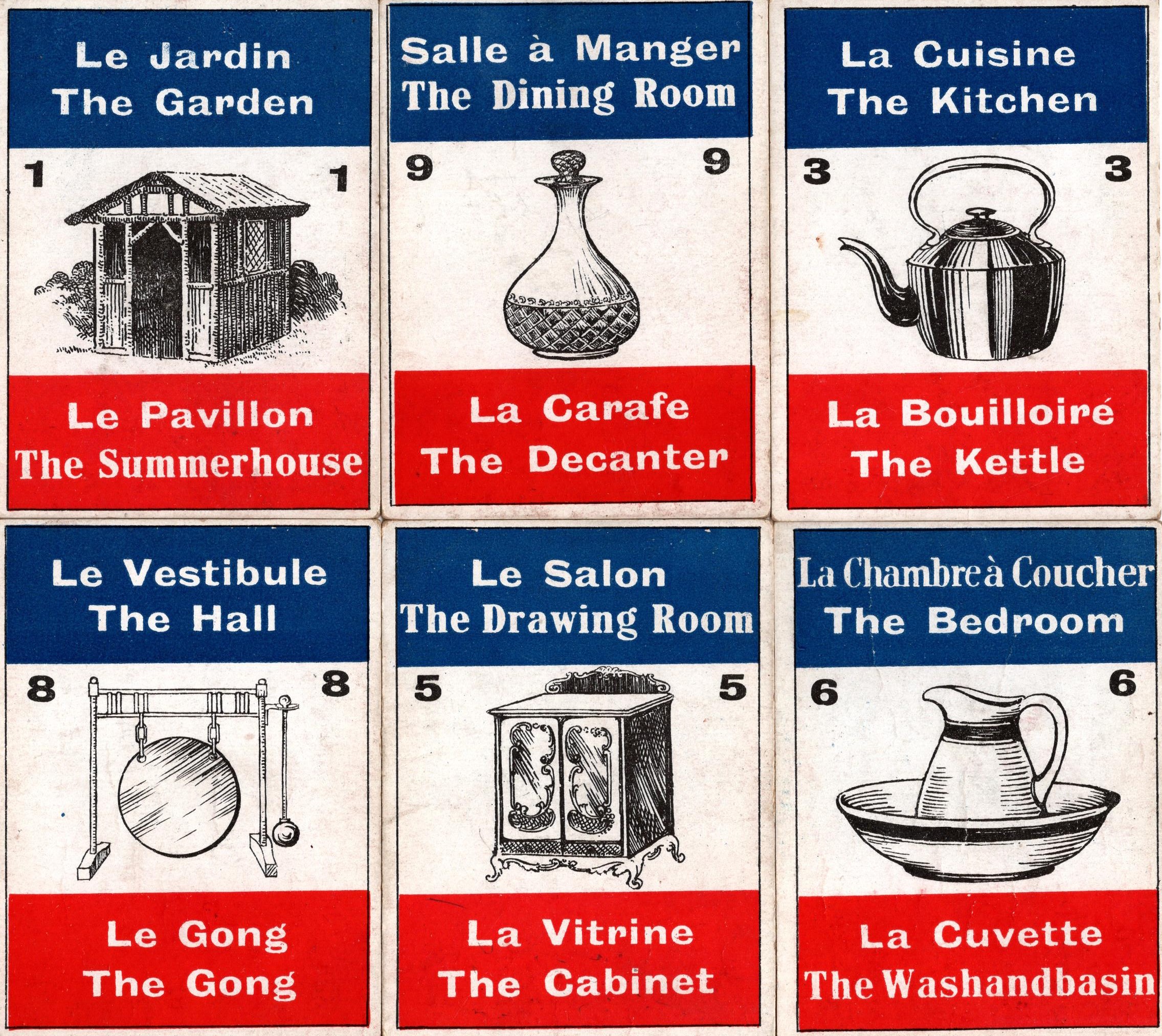 Six room suits from L'Entente Cordiale card game