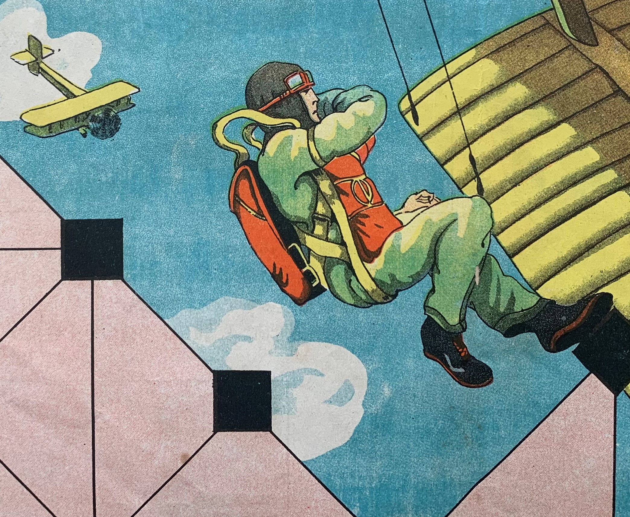 Closeup of parachutist from the Japanese Warship Game