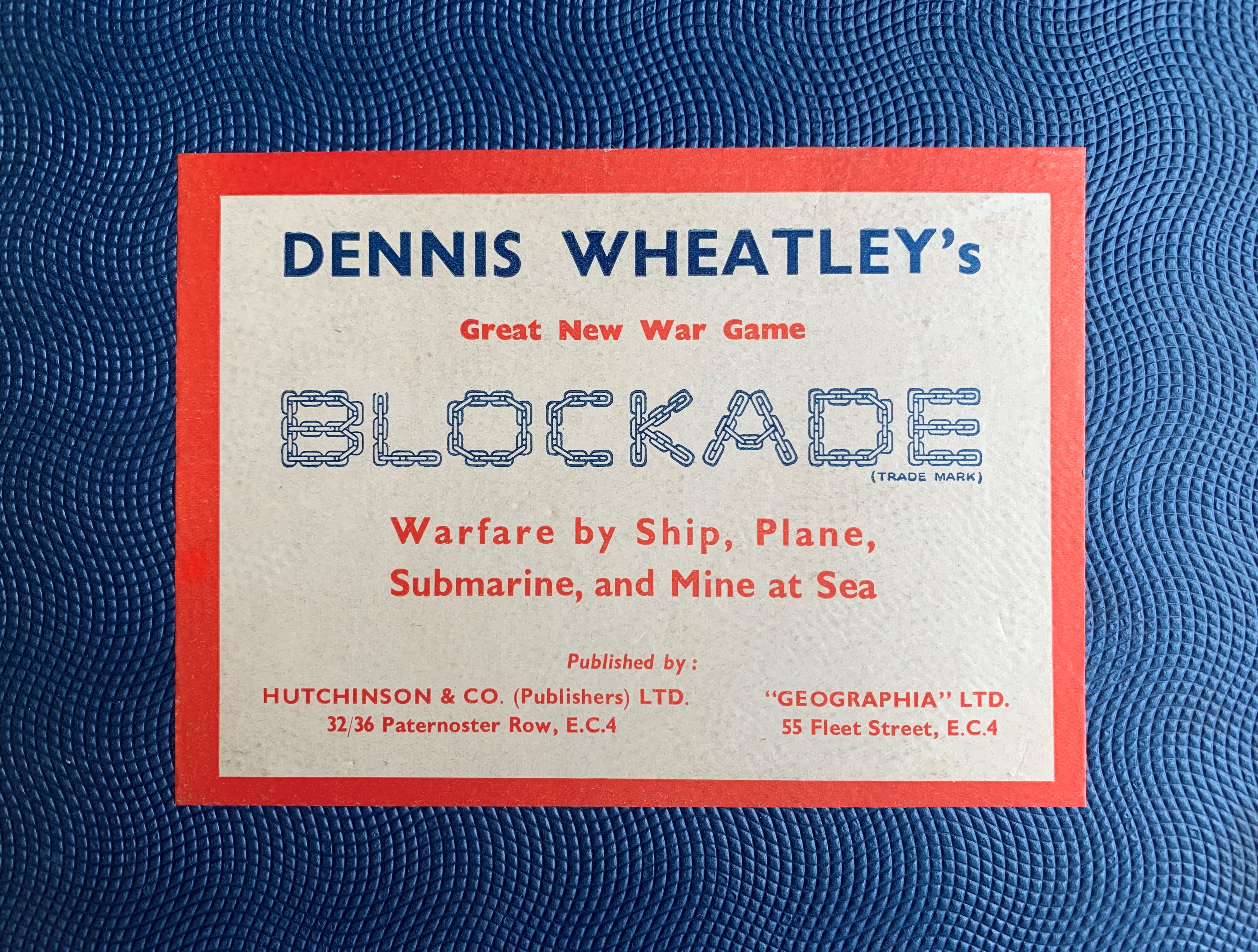 Label for Dennis Wheatley's Blockade