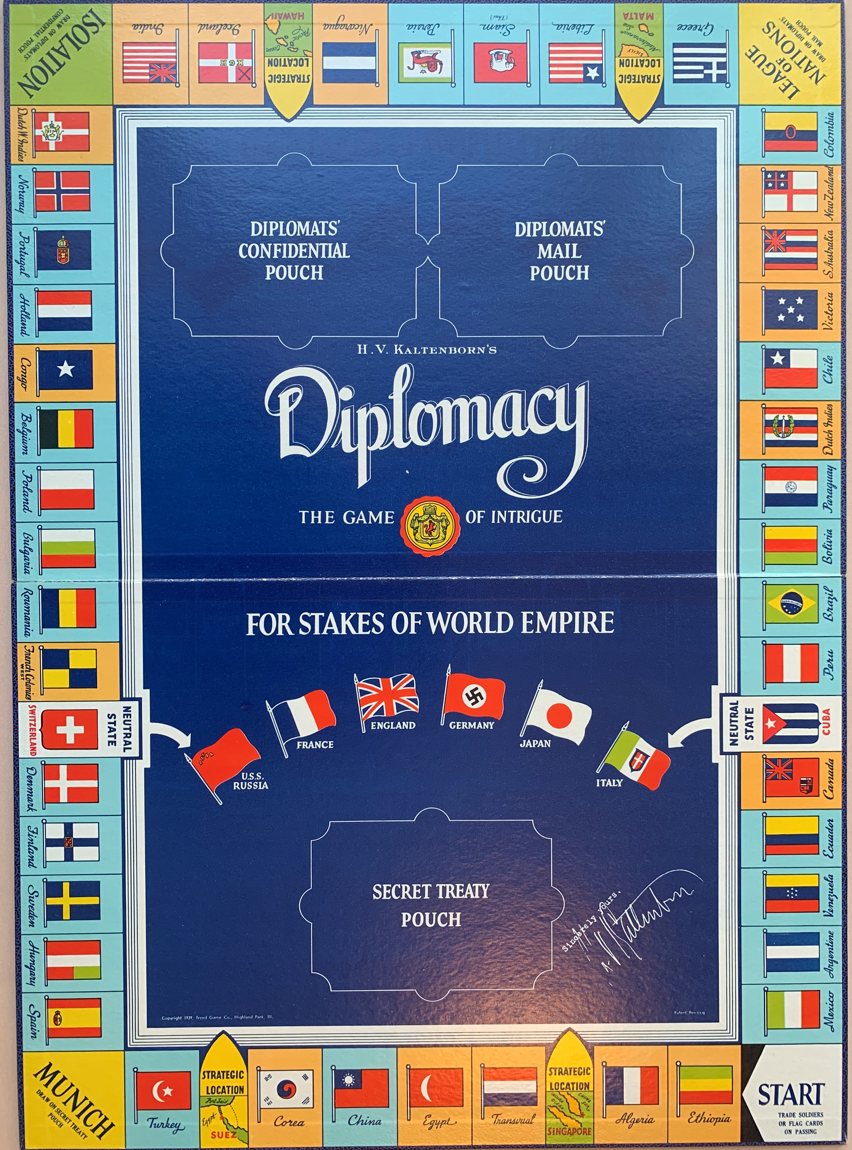 Board for The H.V. Kaltenborn Game of Diplomacy