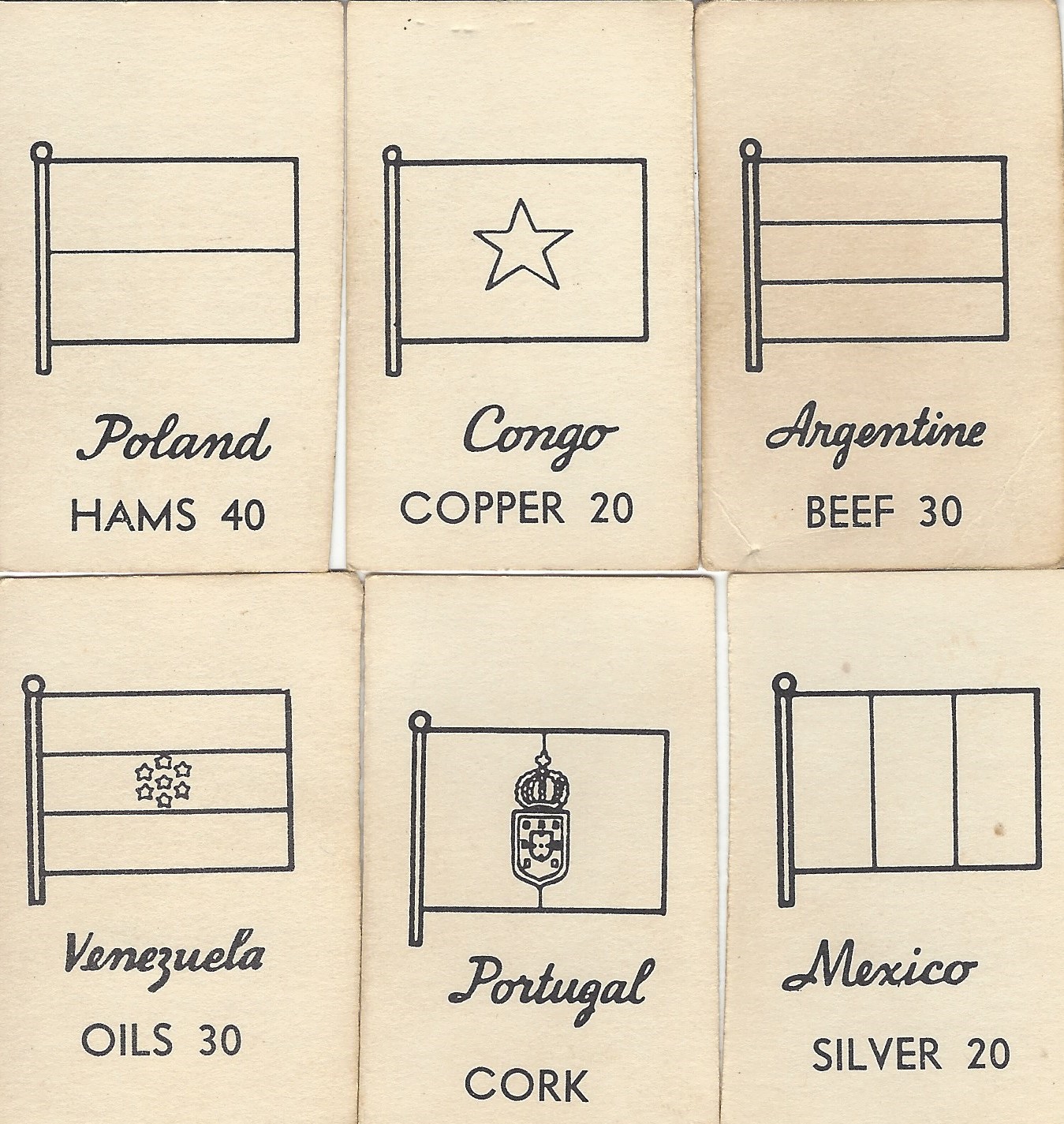 Country cards from The H.V. Kaltenborn Game of Diplomacy