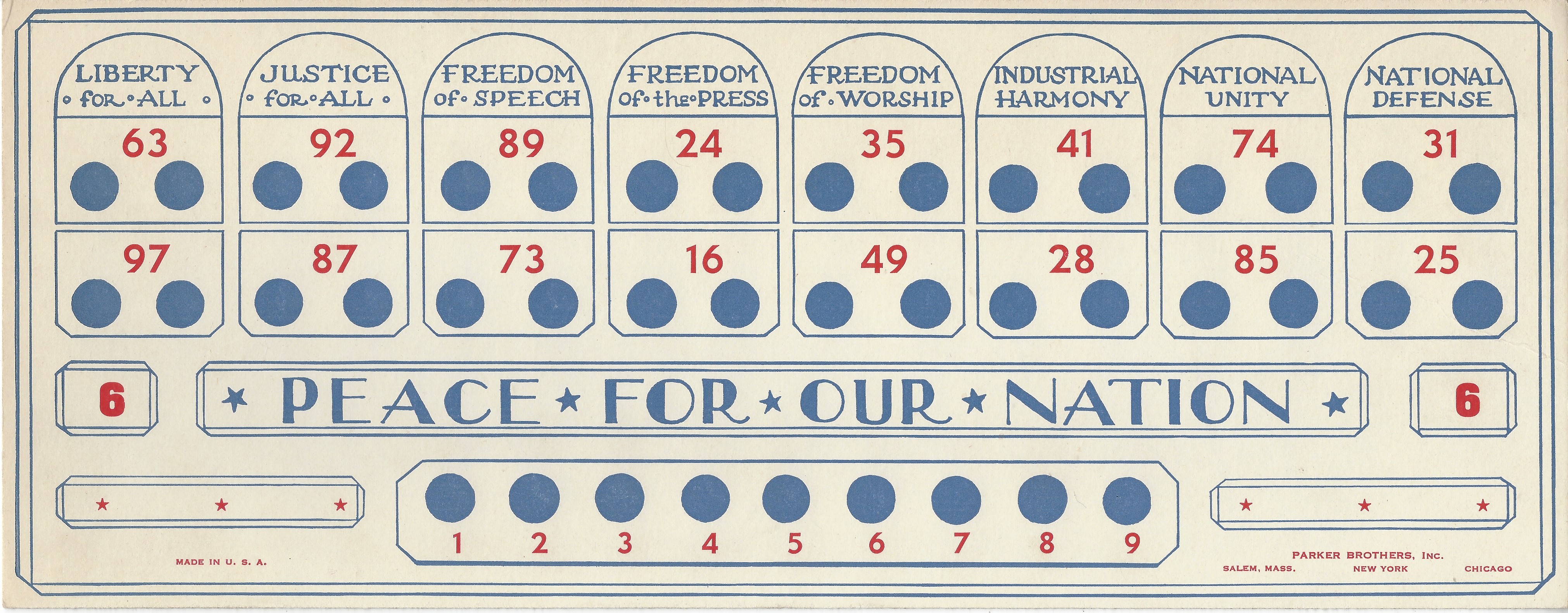 Player card from The National Game of Peace