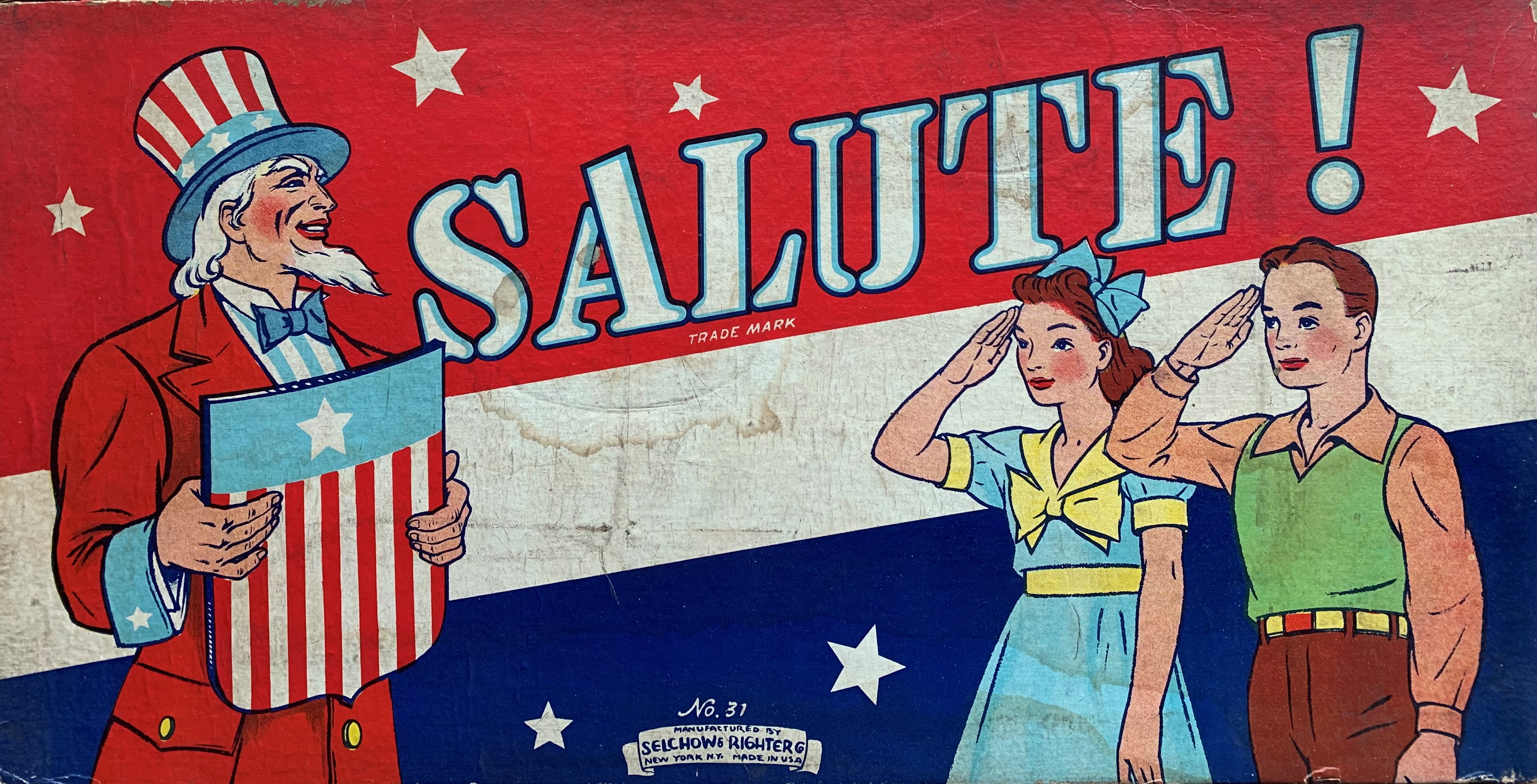Box cover for Salute showing military promotion tracks