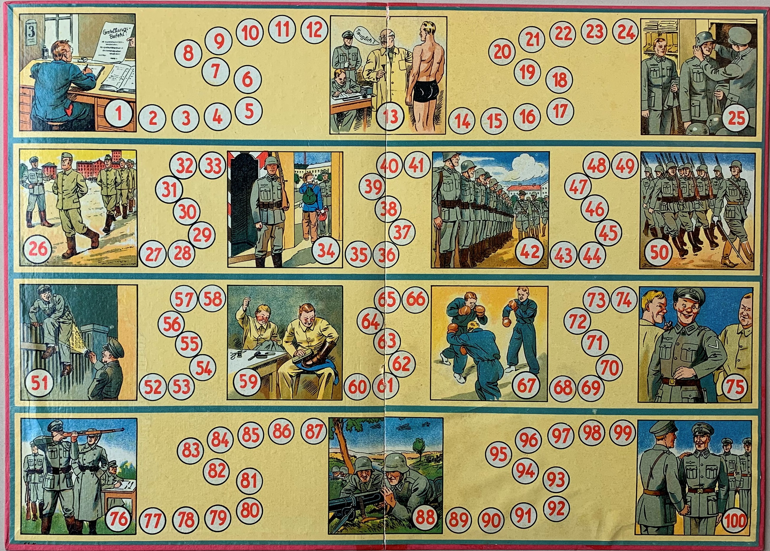 Game board showing a recruit’s progress to trained private