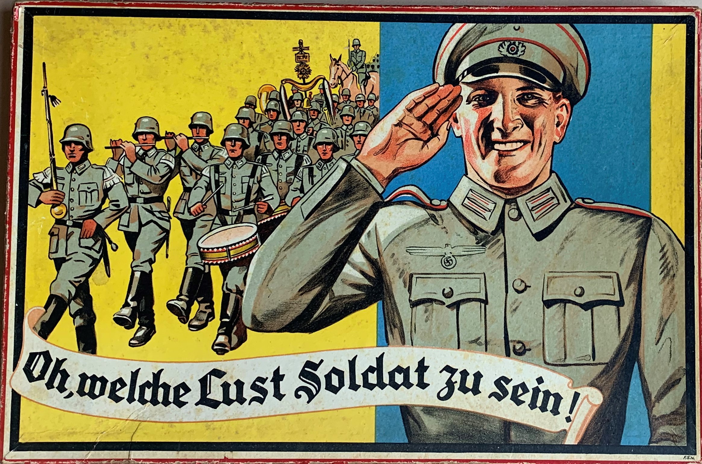 Box cover for Oh, welche Lust Soldat zu sein showing a smiling soldier