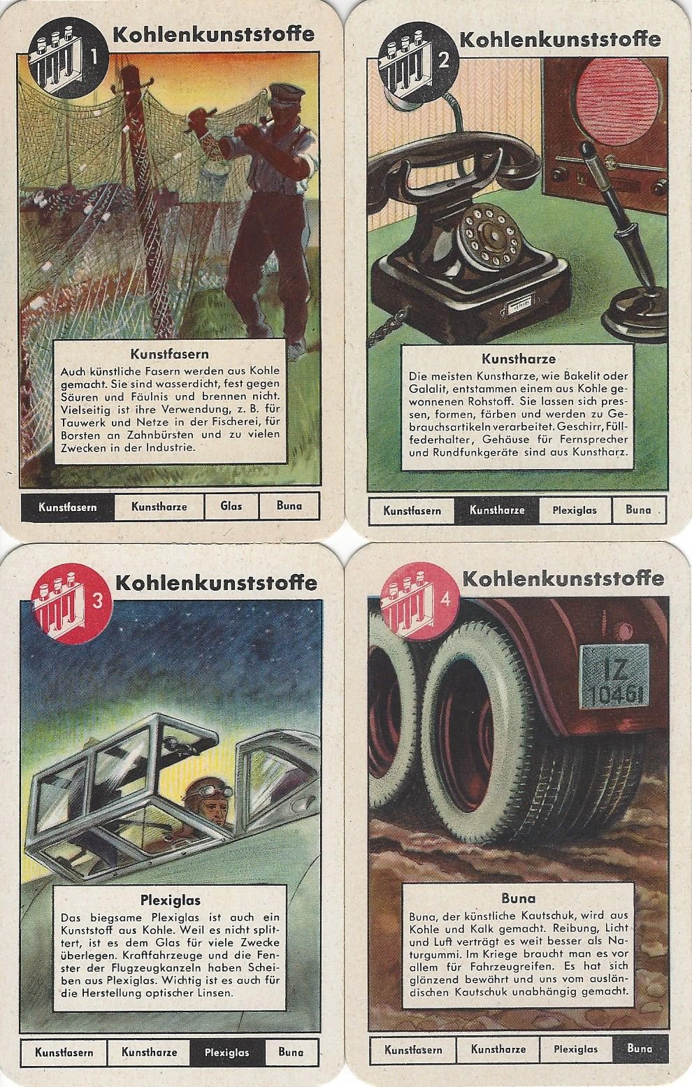 Kohlenklau Quartett cards showing coal plastics