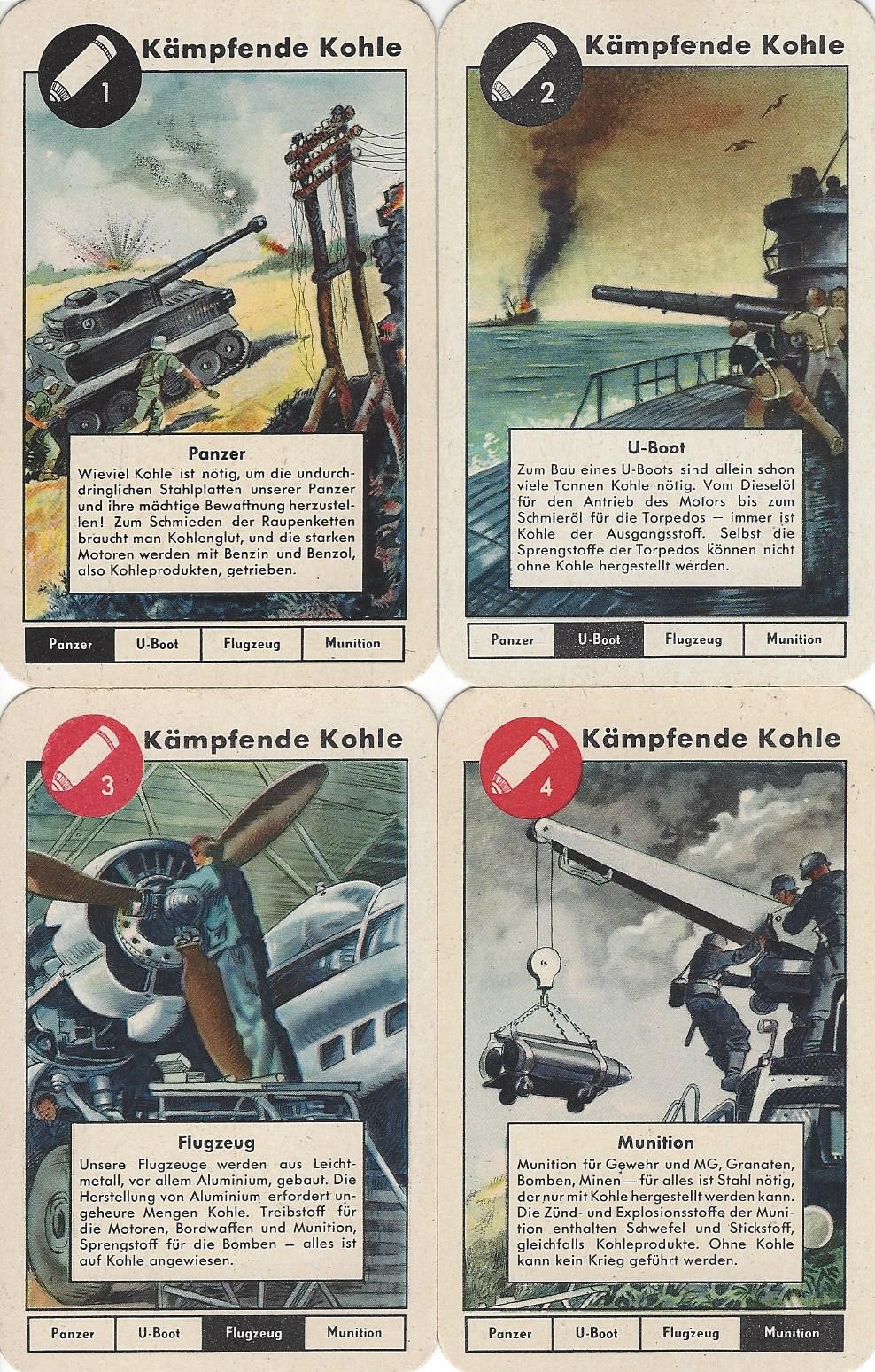 Kohlenklau Quartett cards showing coal for fighting