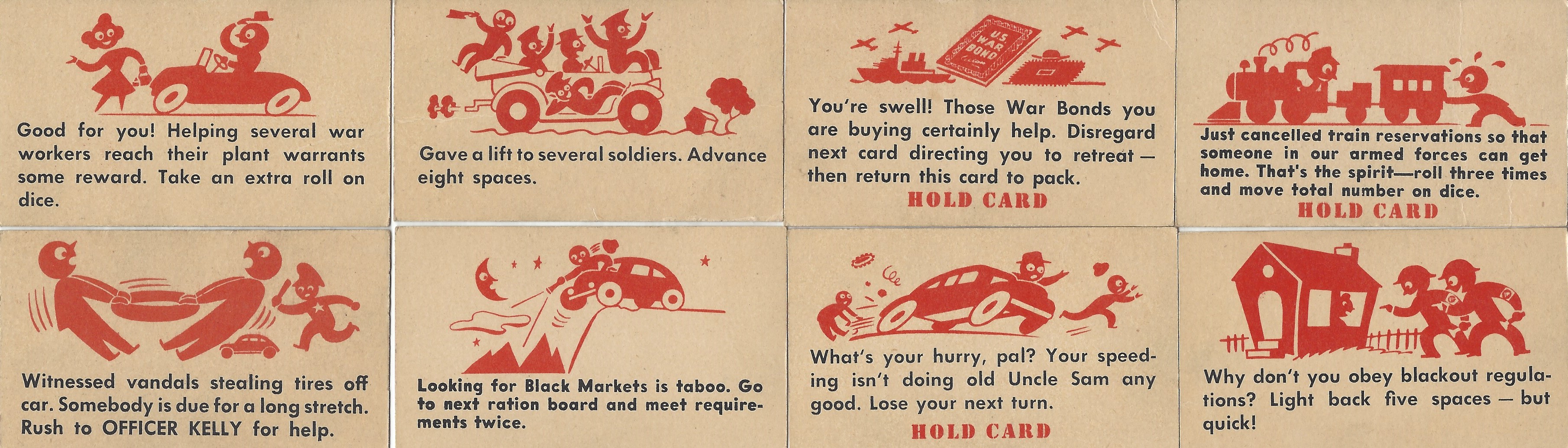 Good and bad behaviour cards from Ration Board