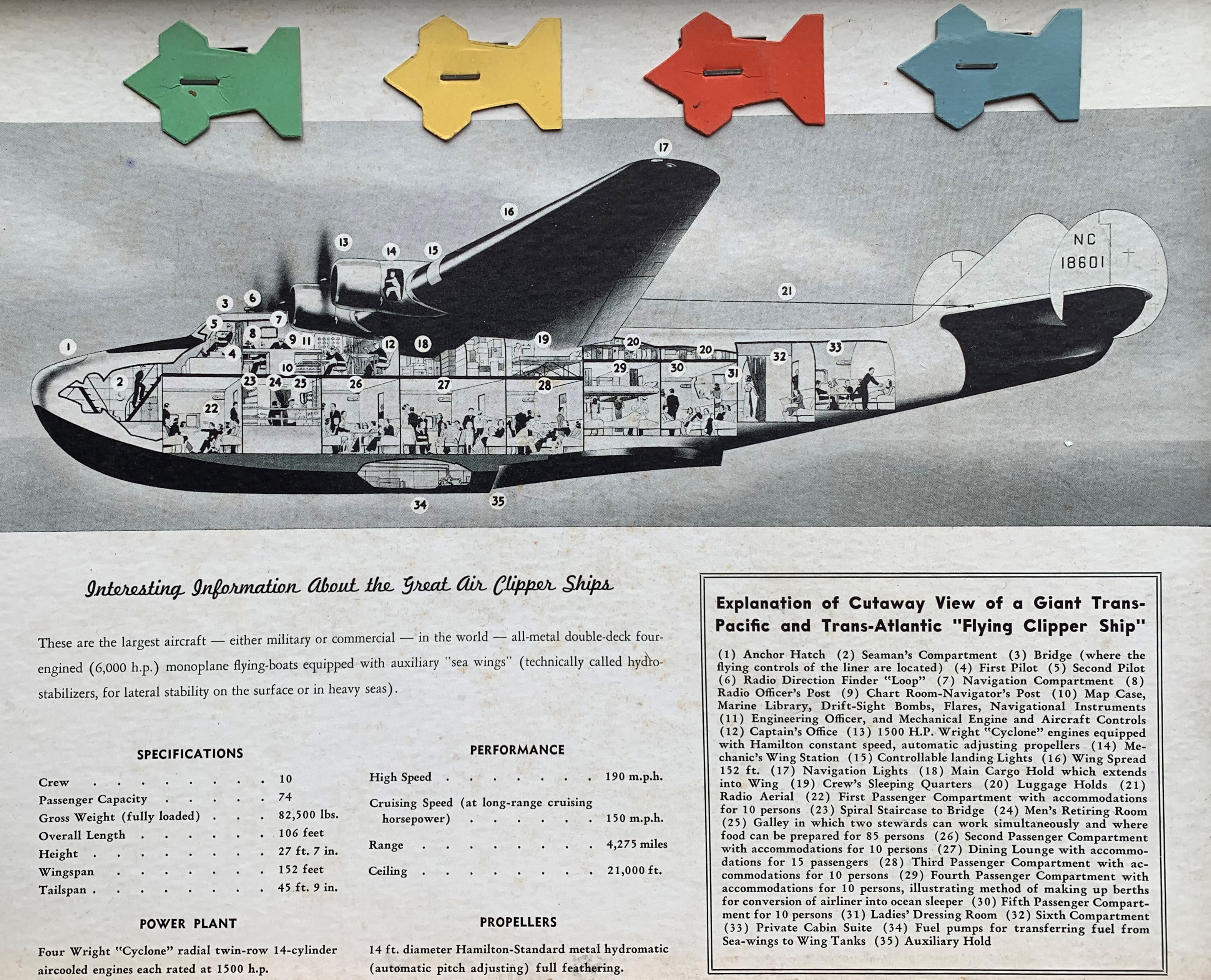 Cutaway depiction of the Flying Clipper Ship from the South American game board