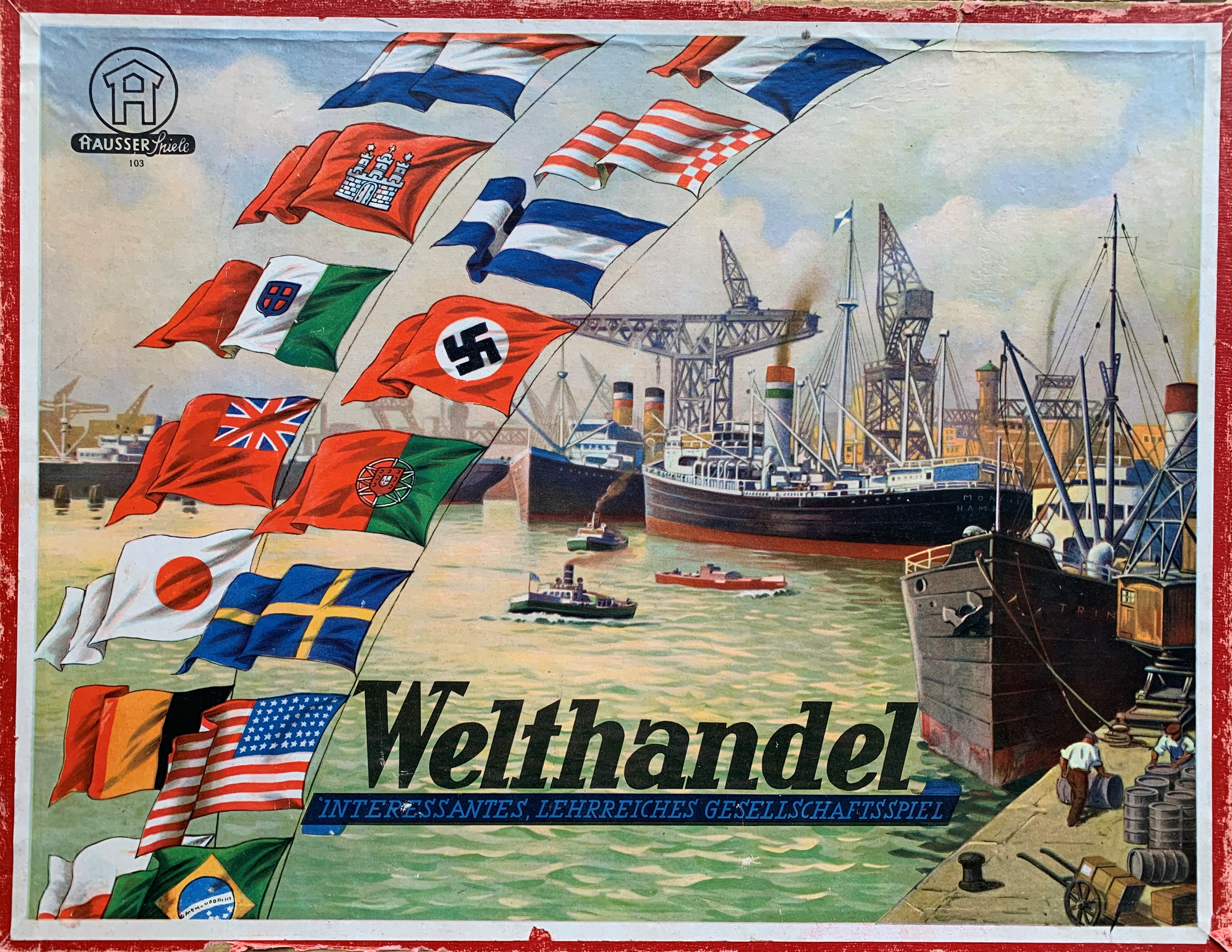 Original Welthandel box cover with Nazi Germany flag