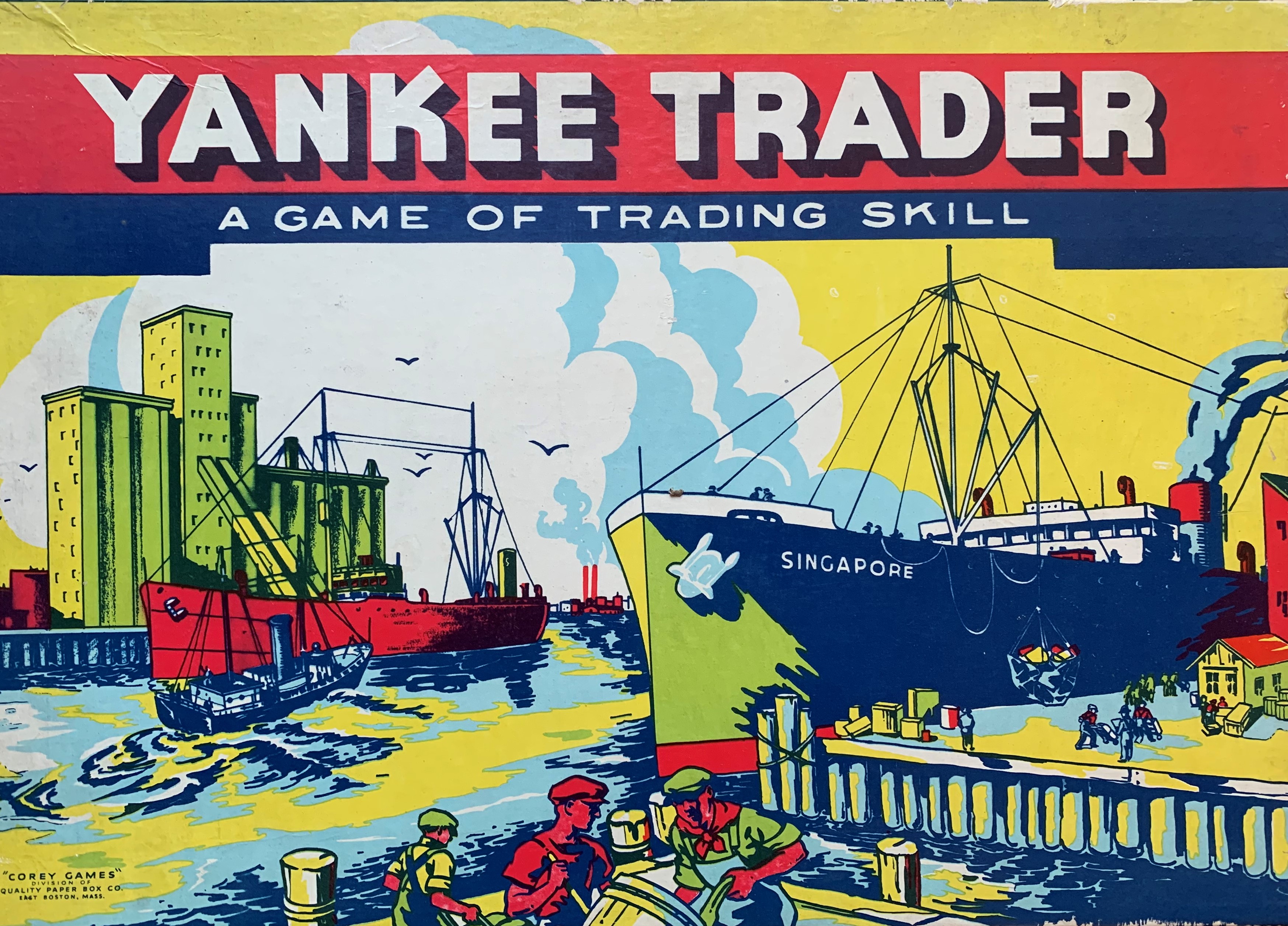 Box cover for Yankee Trader showing a ship named Singapore