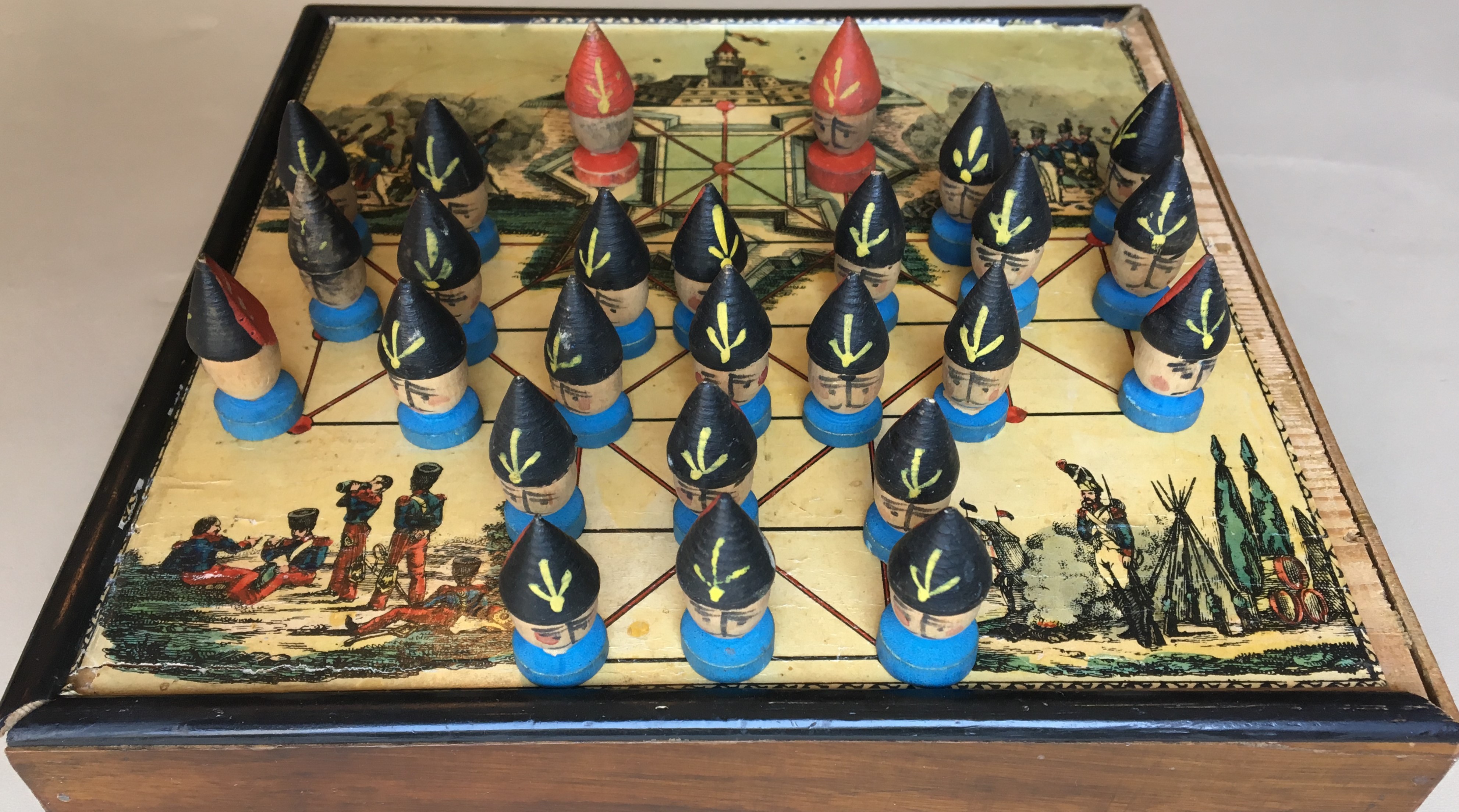 Oblique view of an Asalto-style assault game board