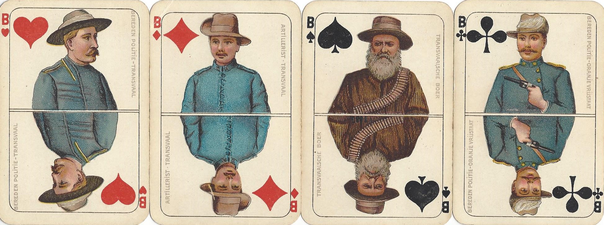 Jack cards from the Boer deck showing Boer military uniforms
