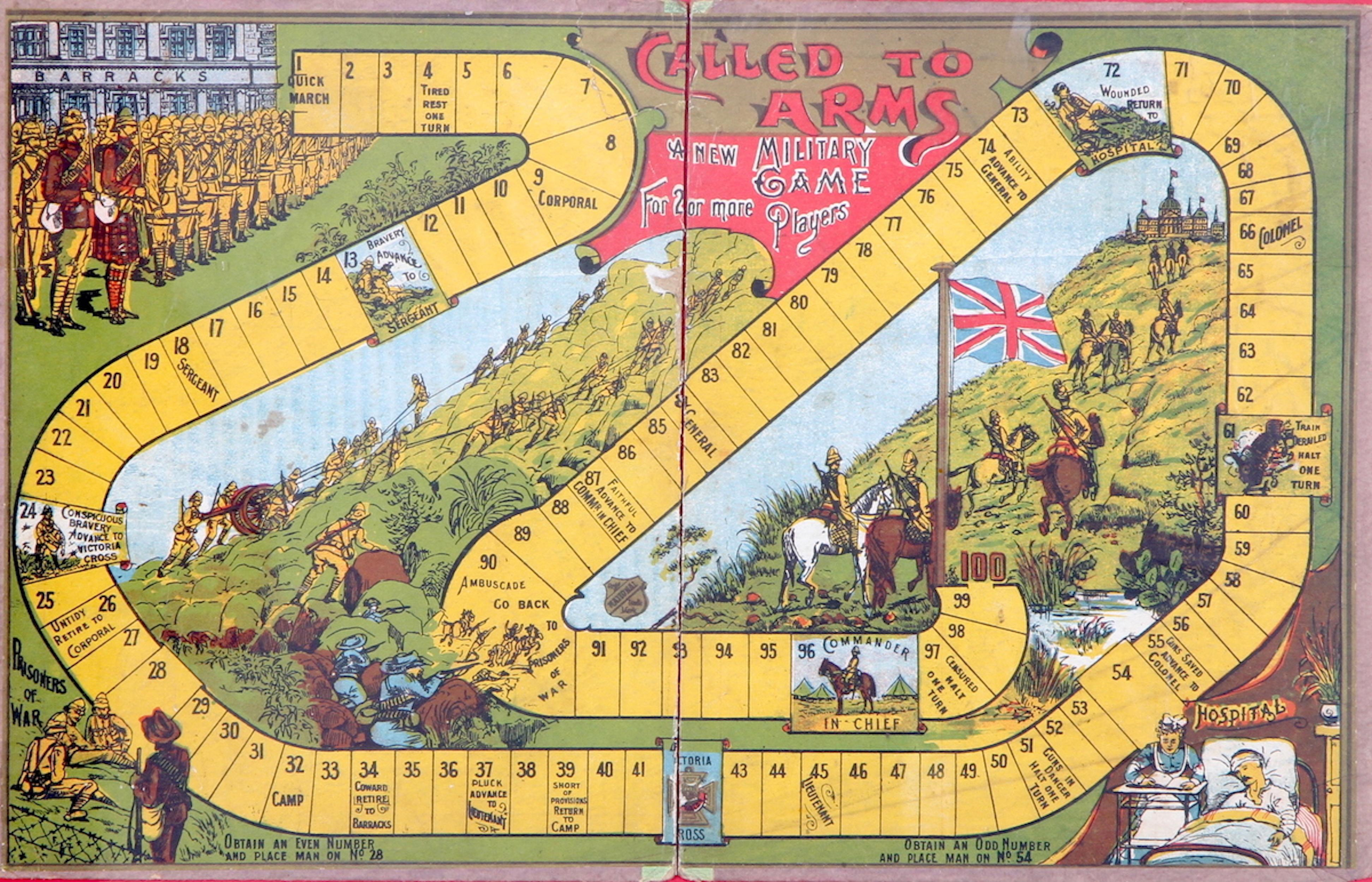 Board for Called to Arms showing advancement from recruit to Commander-in-Chief