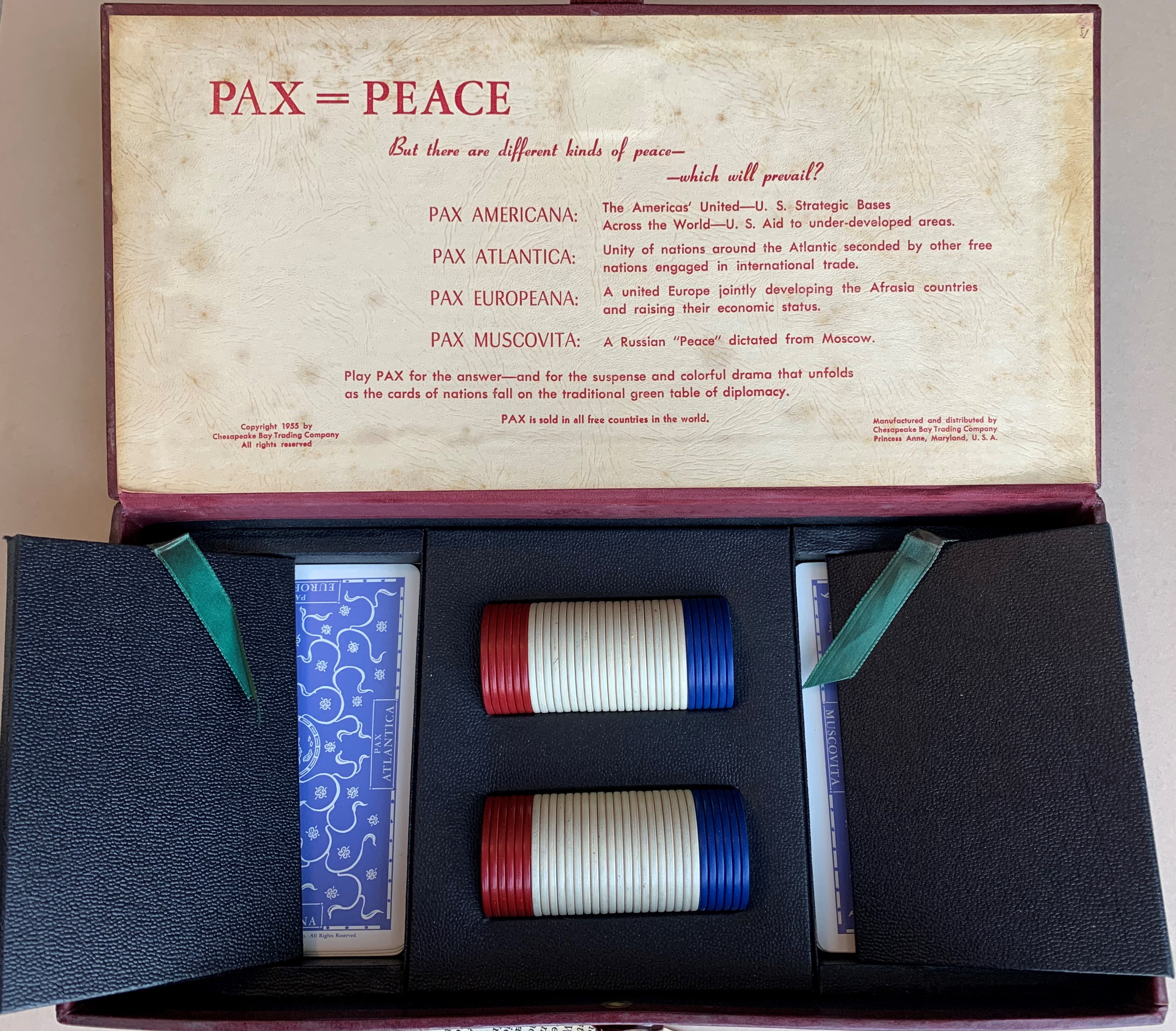 Contents of the PAX card game box