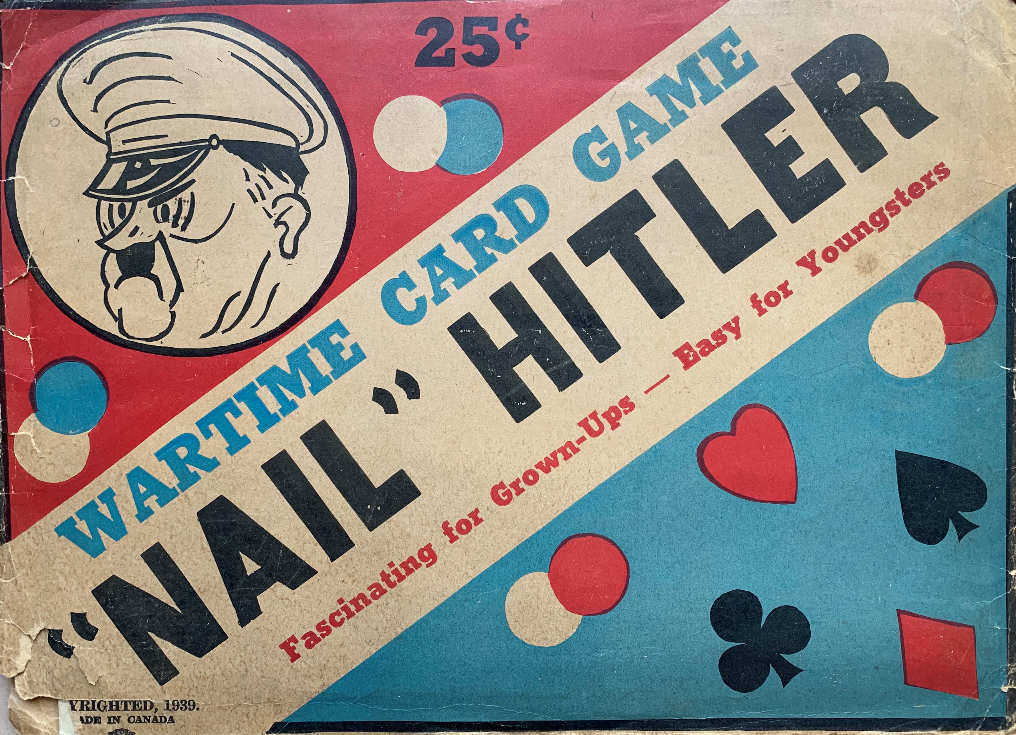 Wartime card game envelope titled Nail Hitler
