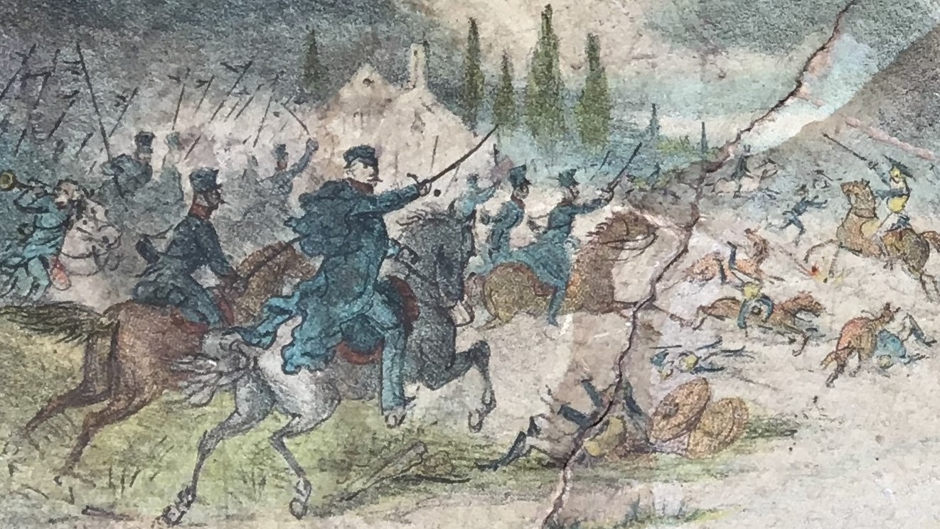 Detail from Leipzig box art showing a cavalry charge