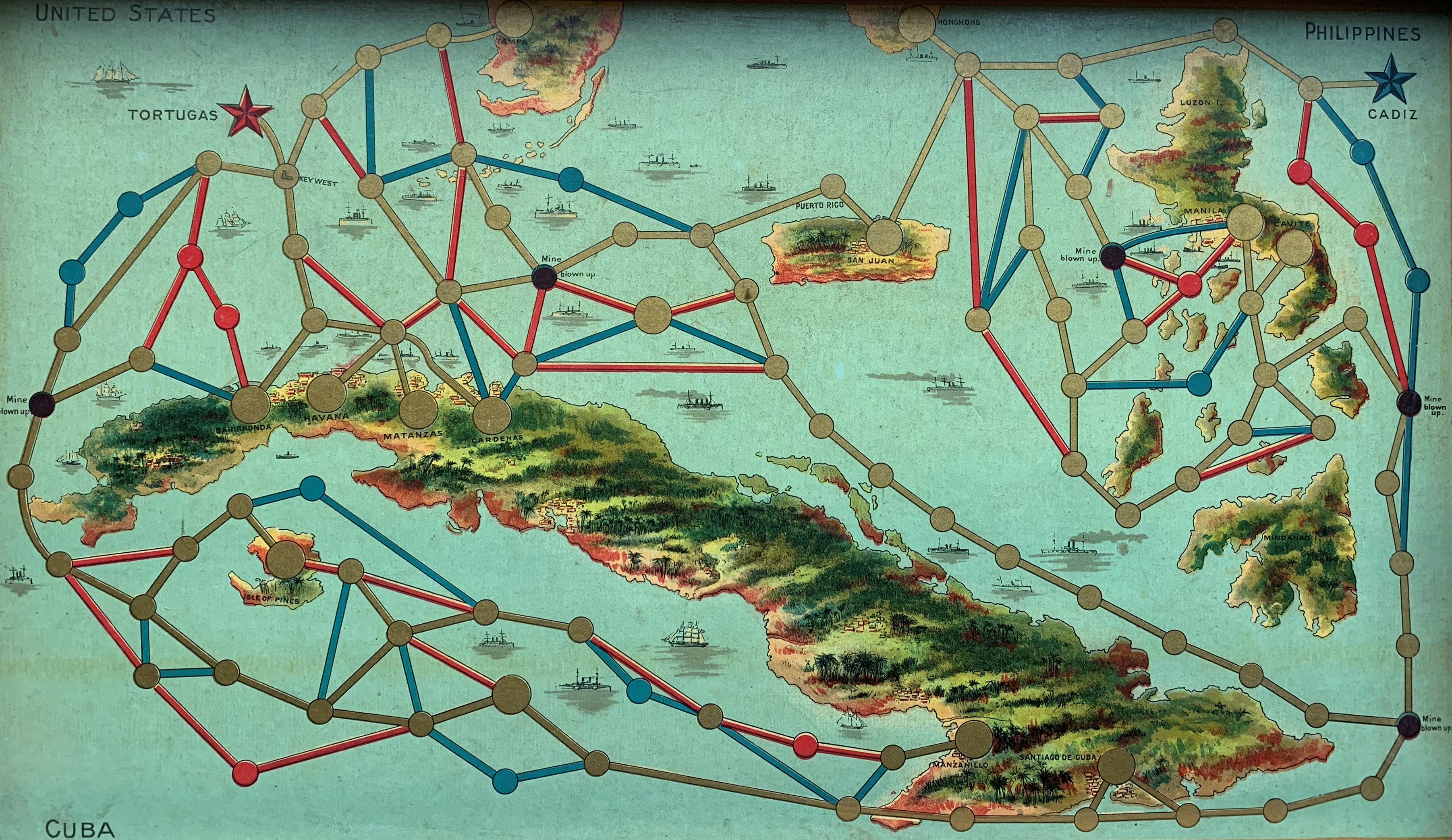 Board for The Game of Naval War focused on Cuba and the Philippines