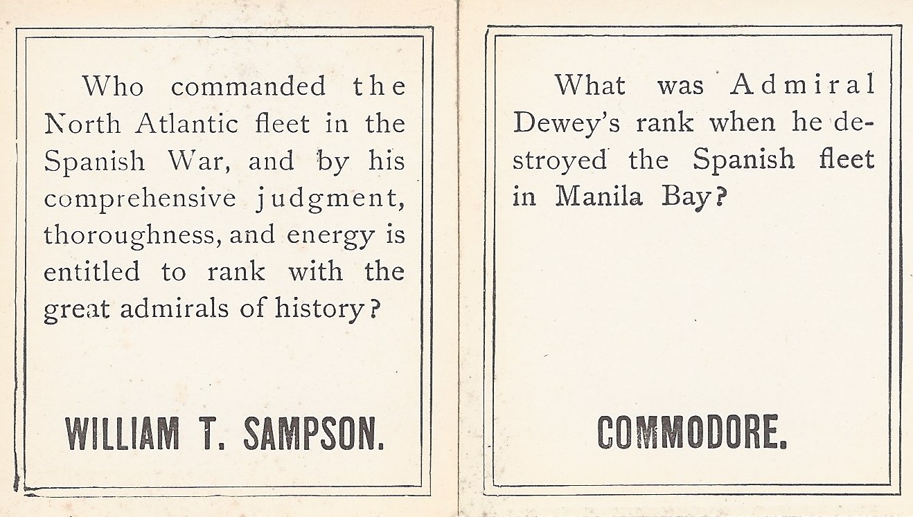 Cards for Admirals Sampson and Dewey from United States History