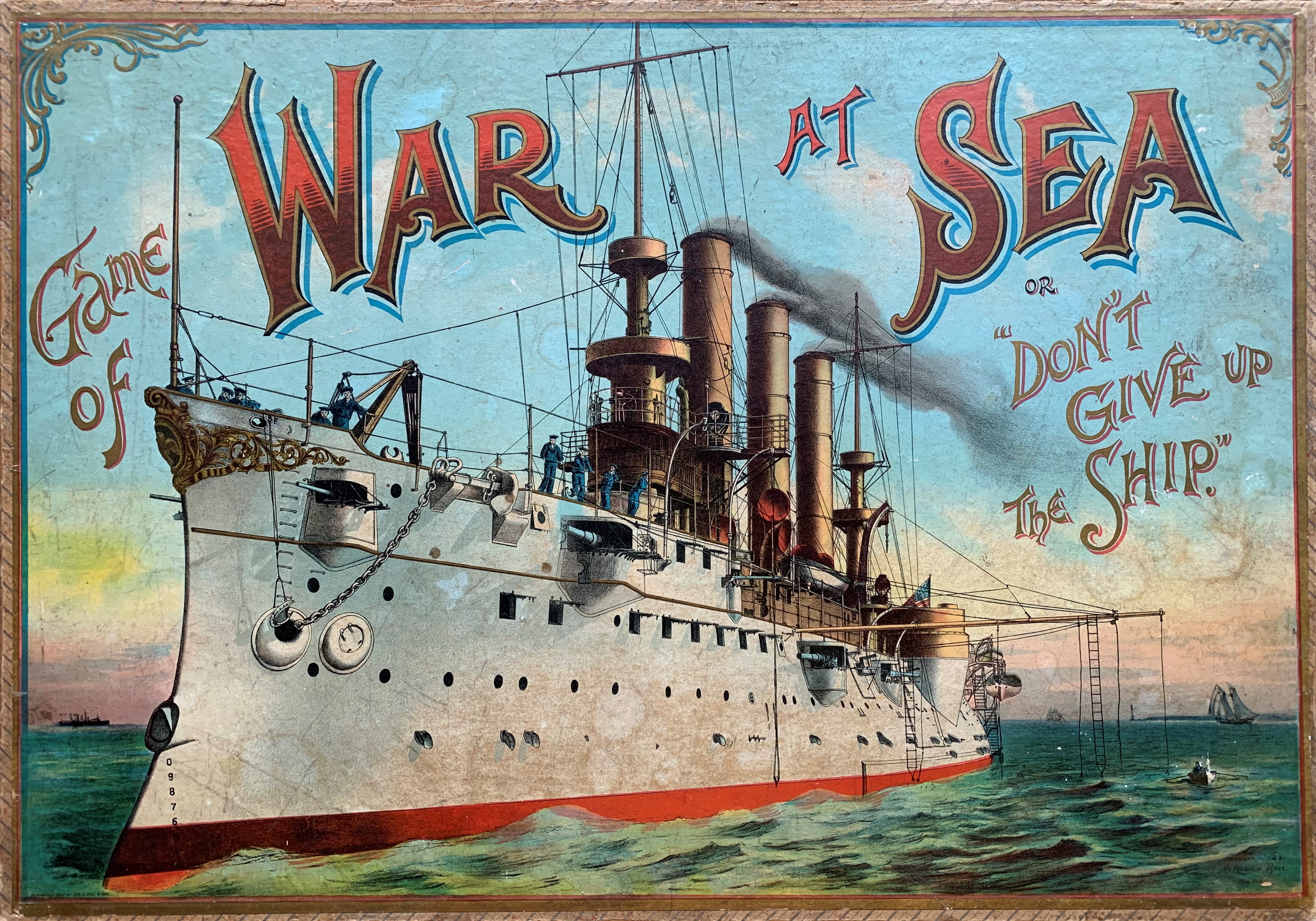 Box cover for War at Sea showing an American warship