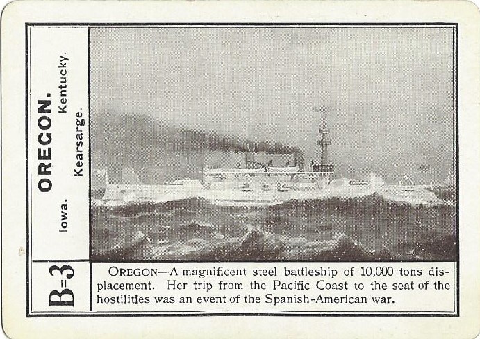 Card from The White Squadron showing the battleship Oregon