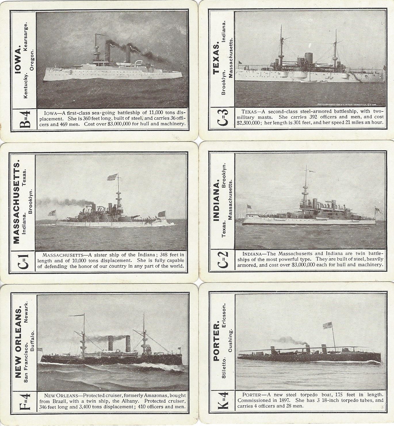 Cards from The White Squadron showing ships at Santiago de Cuba