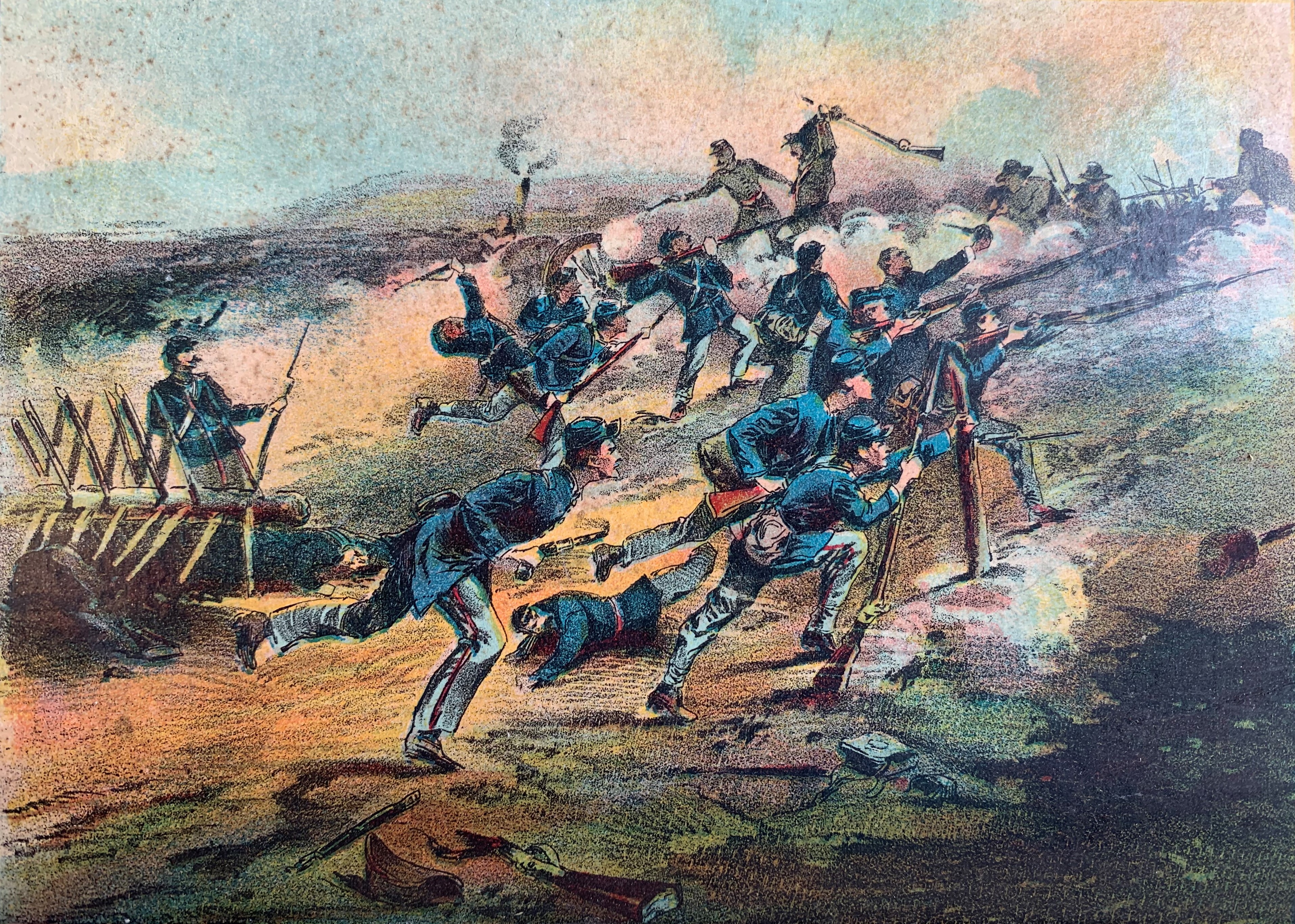 Closeup of hand-to-hand combat illustration on the board