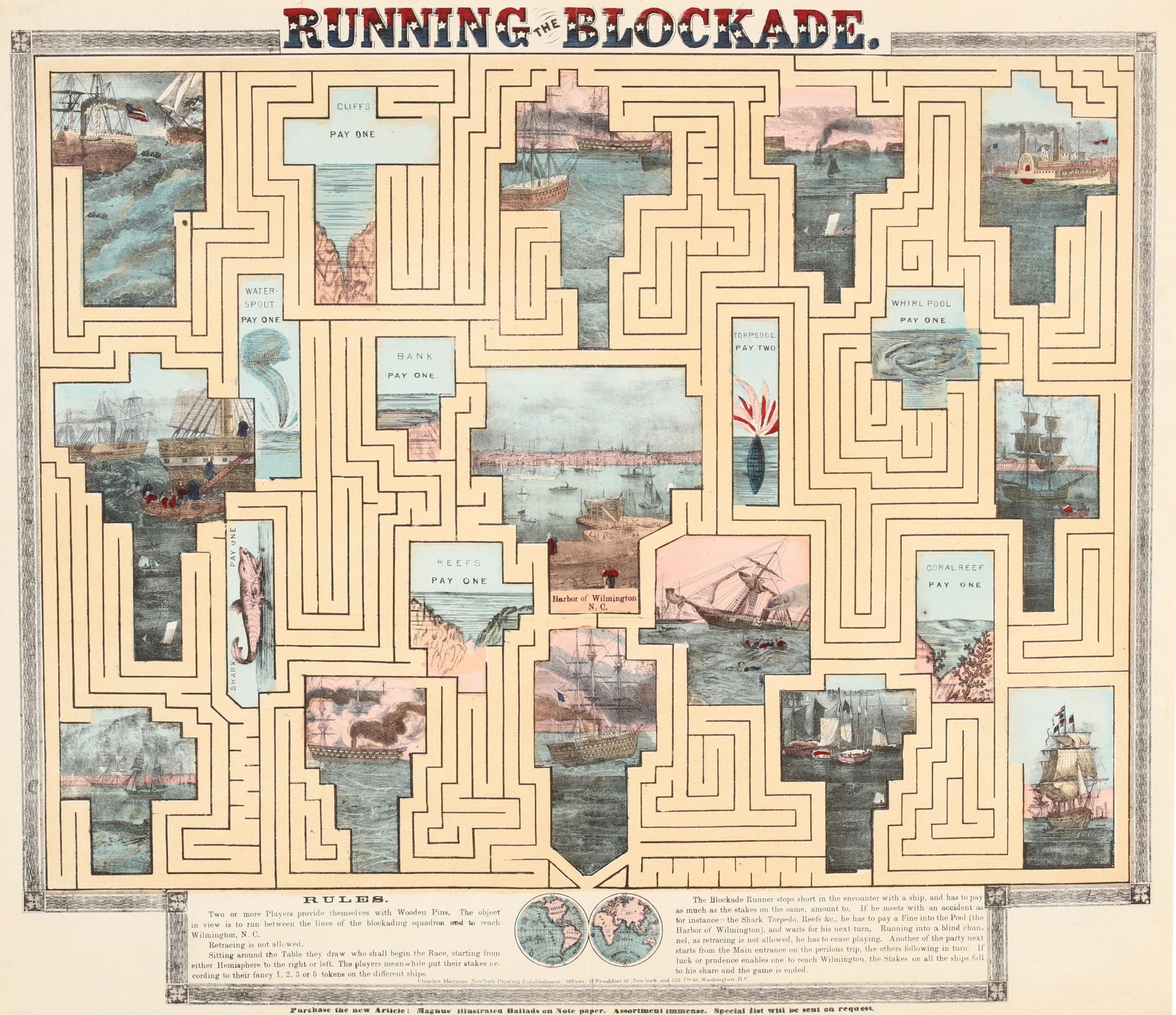 Full board for Running the Blockade showing major naval events
