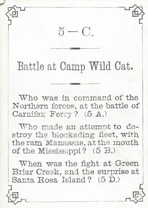Card commemorating the Battle at Camp Wild Cat