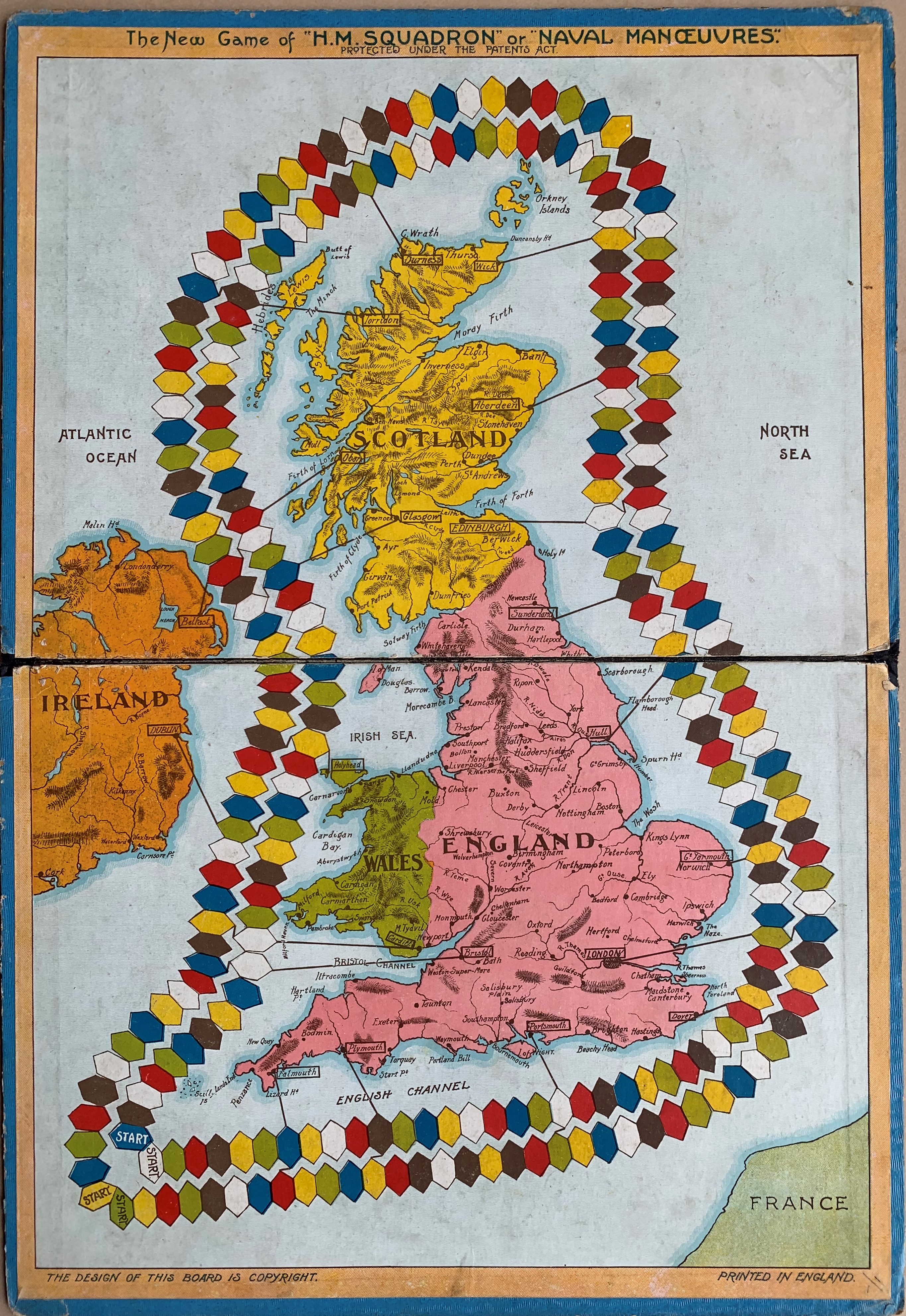 Game board for H.M. Squadron showing naval manoeuvres