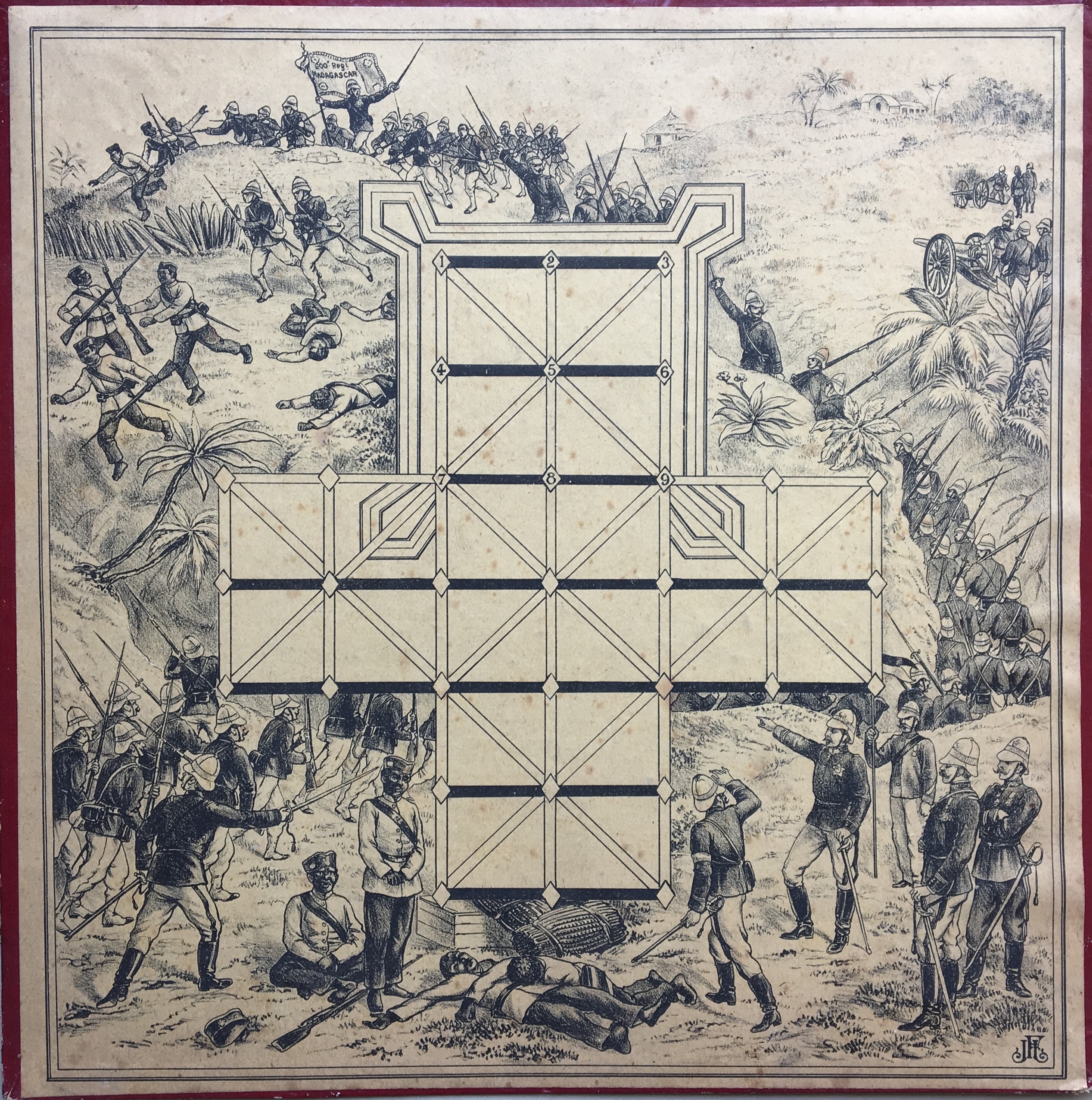 Jeu d'Assault board themed on the Madagascar campaign