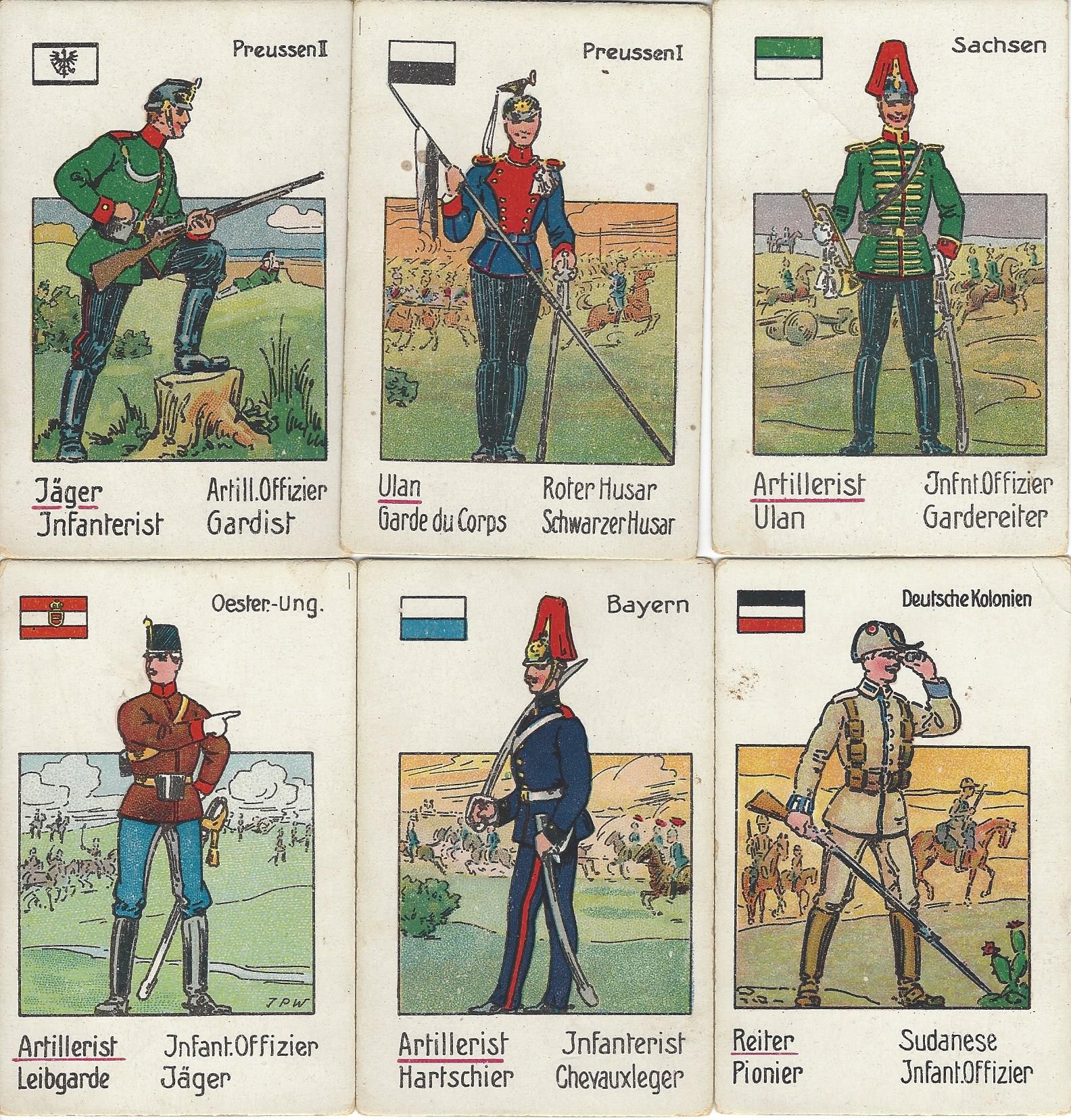 Six Central Power uniform sets from Soldaten-Quartett