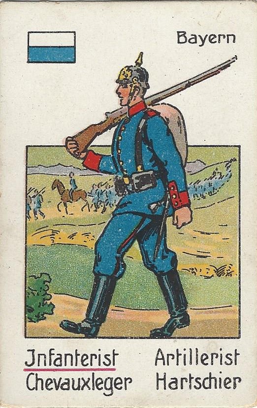 Sample card from Soldaten-Quartett showing uniform variations