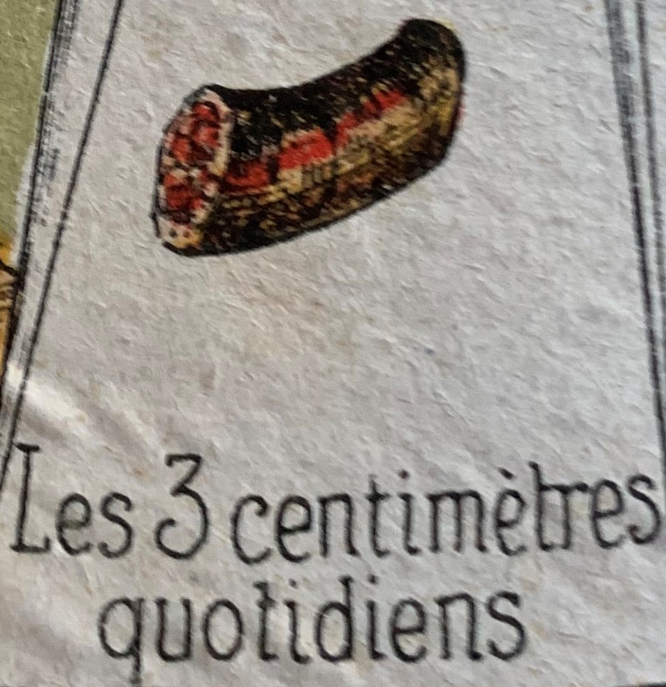 Board illustration of the daily three inches sausage ration