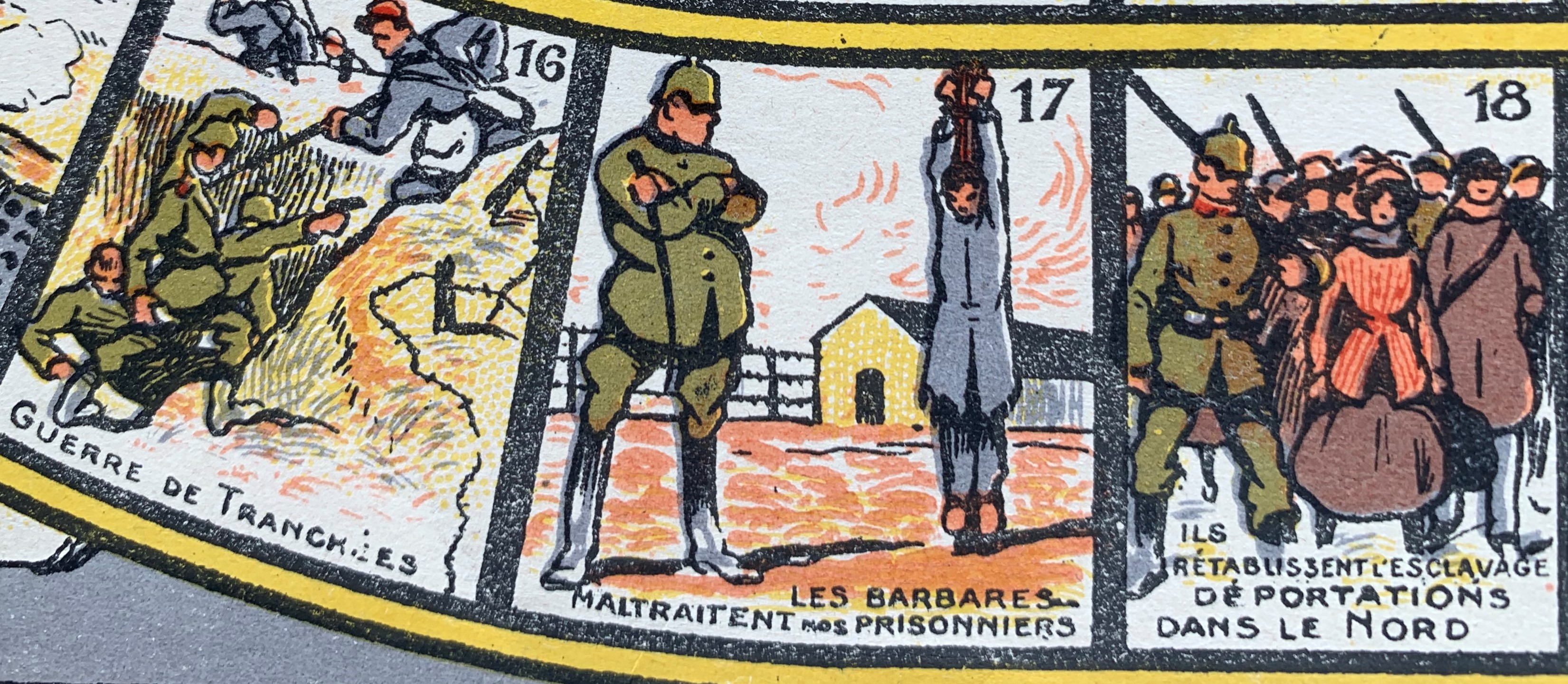 Board spaces showing trenches and prisoners of war
