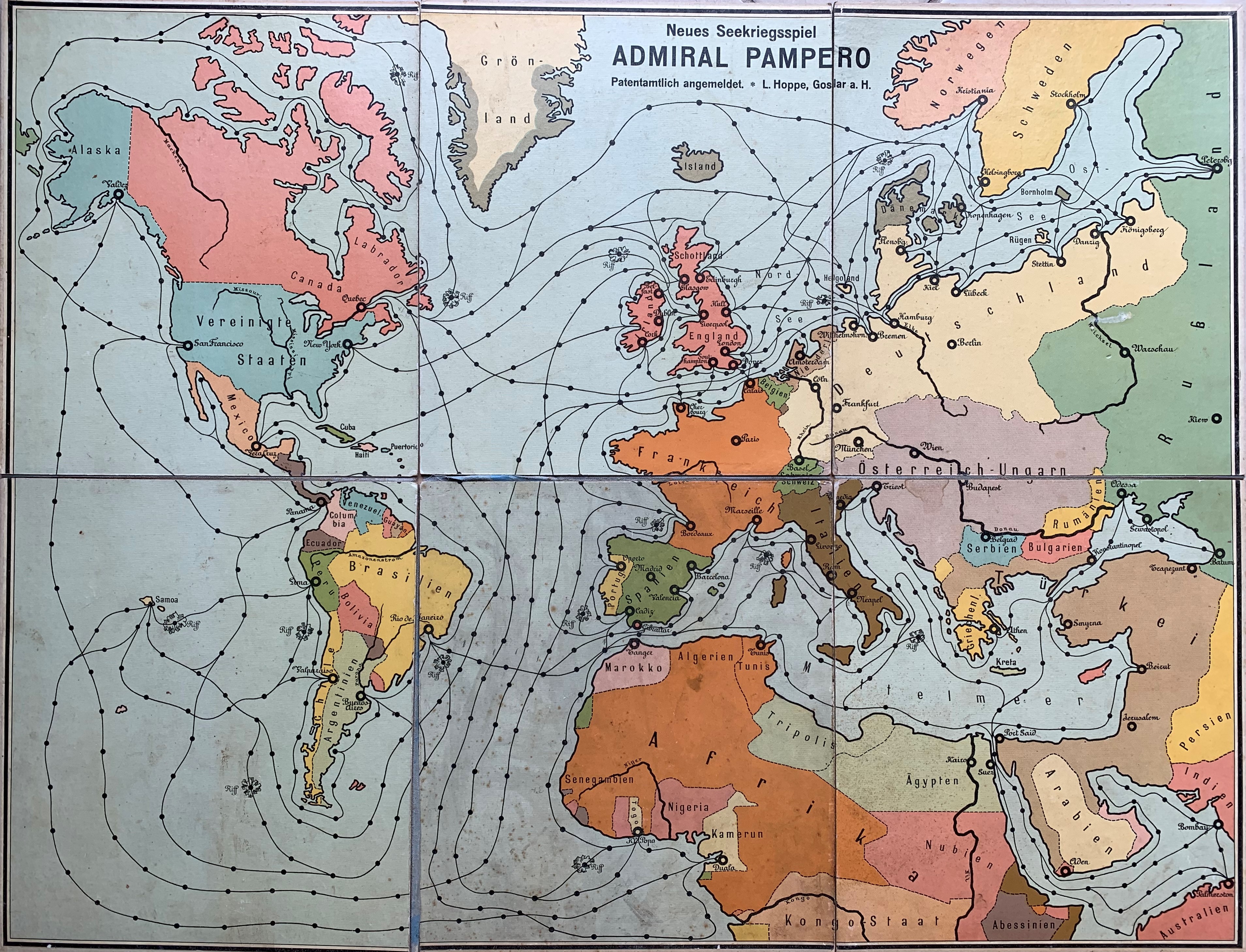 Board for Admiral Pampero showing global sea areas