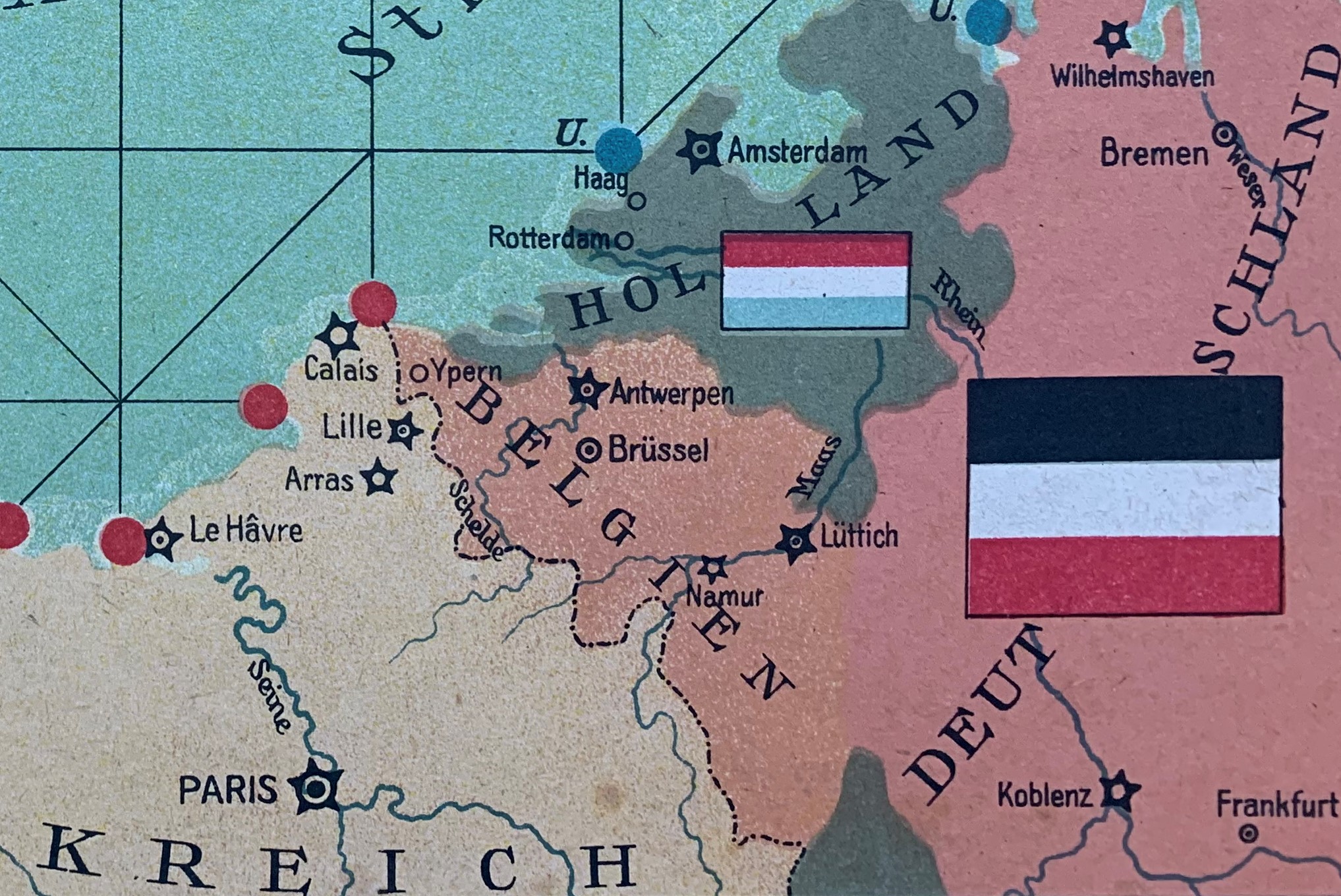Western Front line on the Deutschland gegen England board