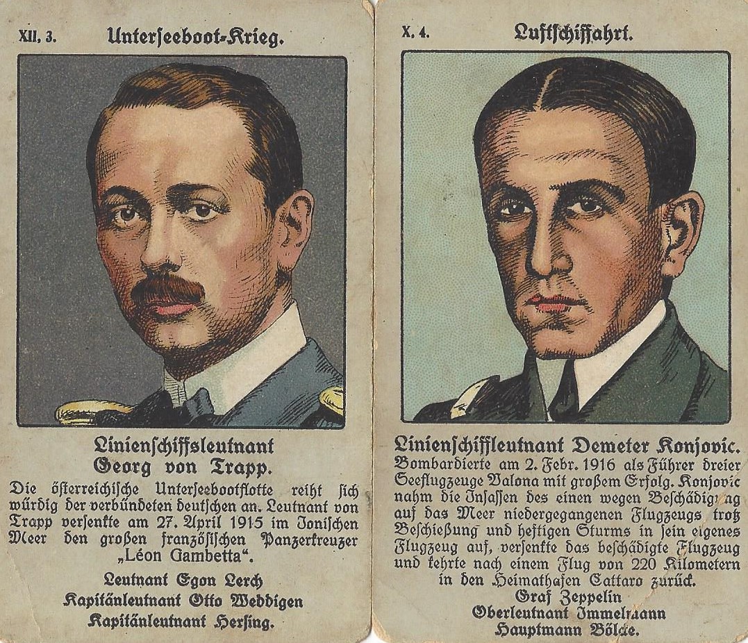Quartett cards featuring Georg von Trapp and Demeter Konjovic
