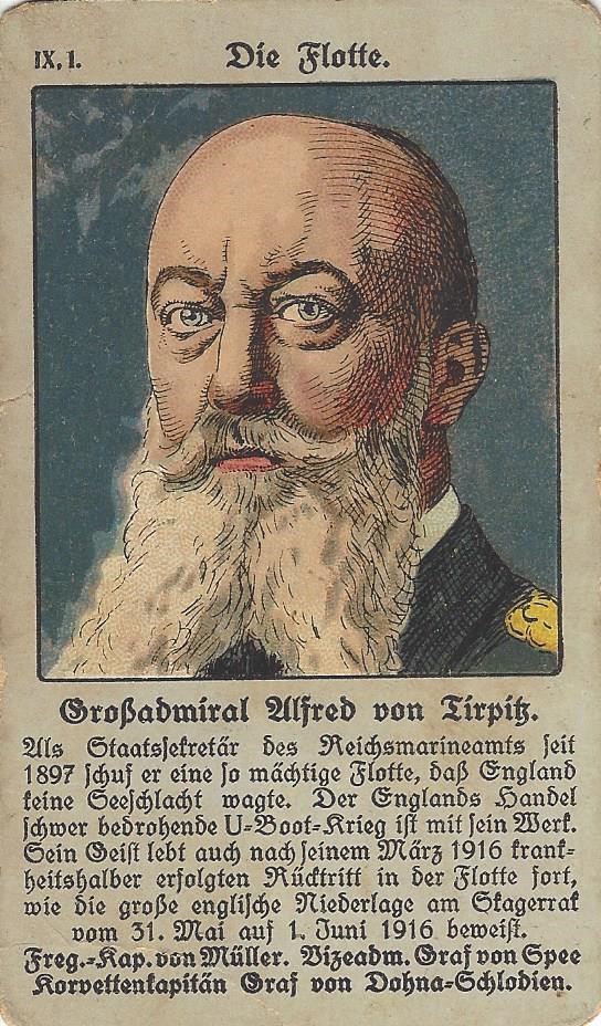 Quartett card featuring Grossadmiral Alfred von Tirpitz