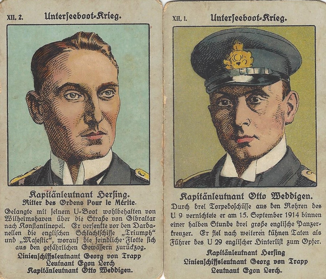 Quartett cards featuring Otto Hersing and Otto Weddigen