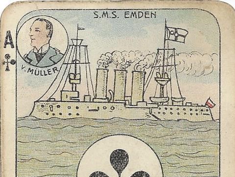 Skat card showing the Emden and Karl von Muller