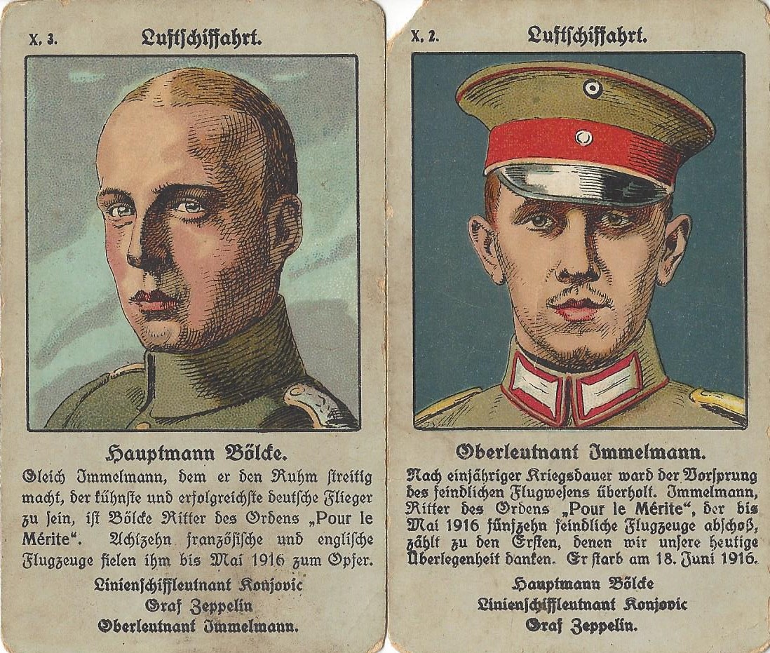 Quartett cards featuring Oswald Boelke and Max Immelmann