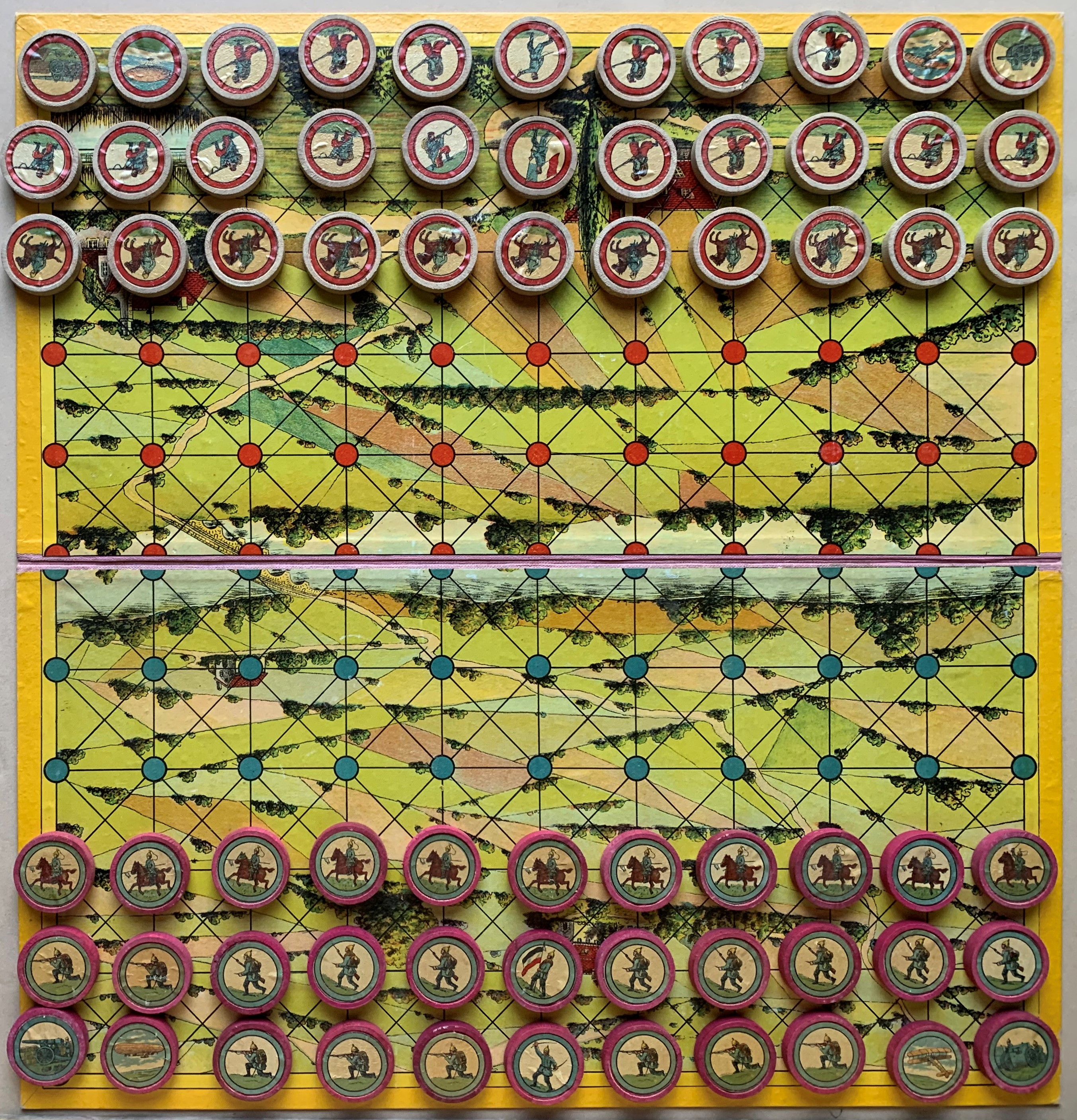 Overhead view of the Las Guerras Modernas board