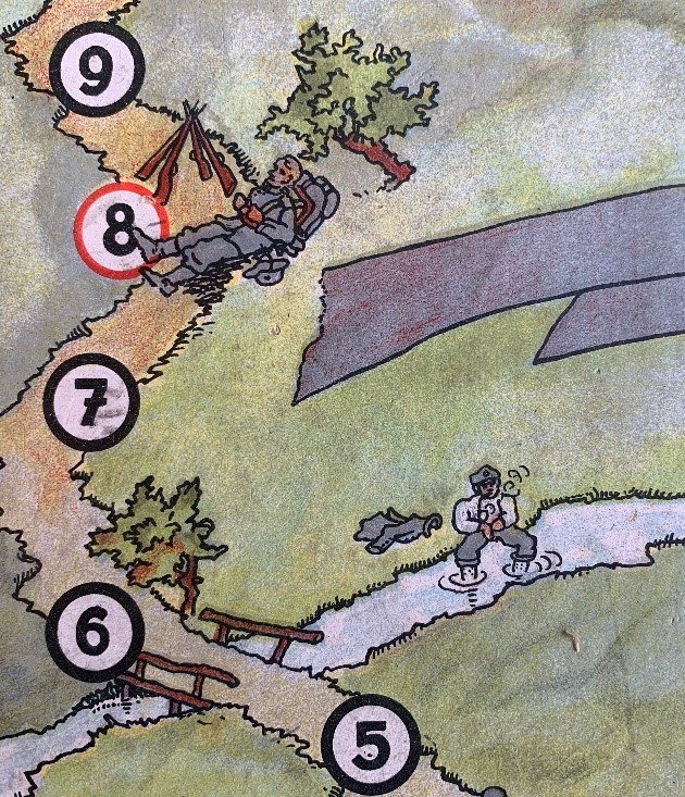 Soldier washing in a stream on a trench game board